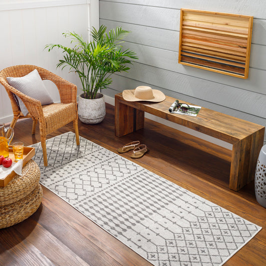 Long Beach LBH-2329 7ft Runner Machine Woven Indoor/Outdoor Runner Rug