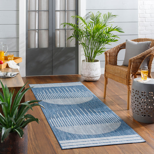 Long Beach LBH-2336 7ft Runner Machine Woven Indoor/Outdoor Runner Rug