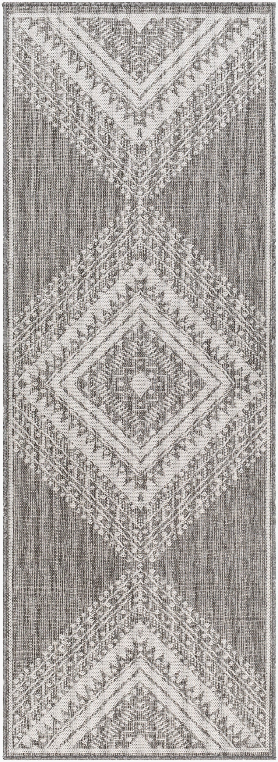 Long Beach LBH-2337 7ft Runner Machine Woven Indoor/Outdoor Runner Rug