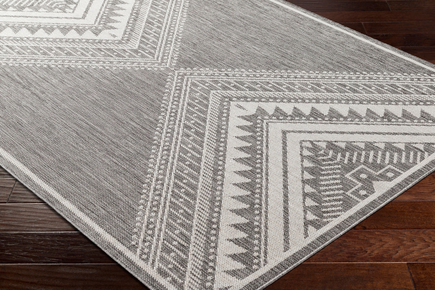 Long Beach LBH-2337 7ft Runner Machine Woven Indoor/Outdoor Runner Rug