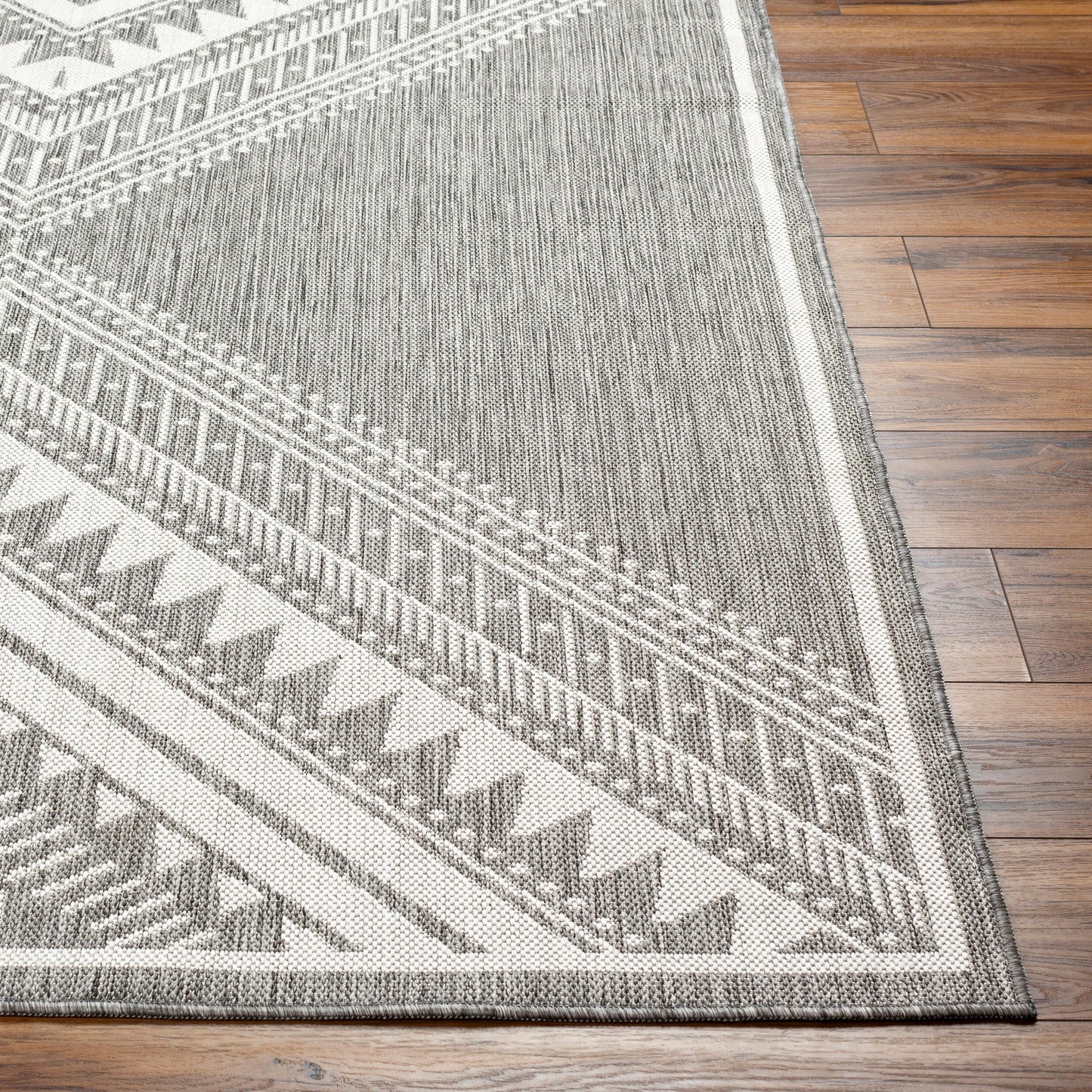 Long Beach LBH-2337 7ft Runner Machine Woven Indoor/Outdoor Runner Rug