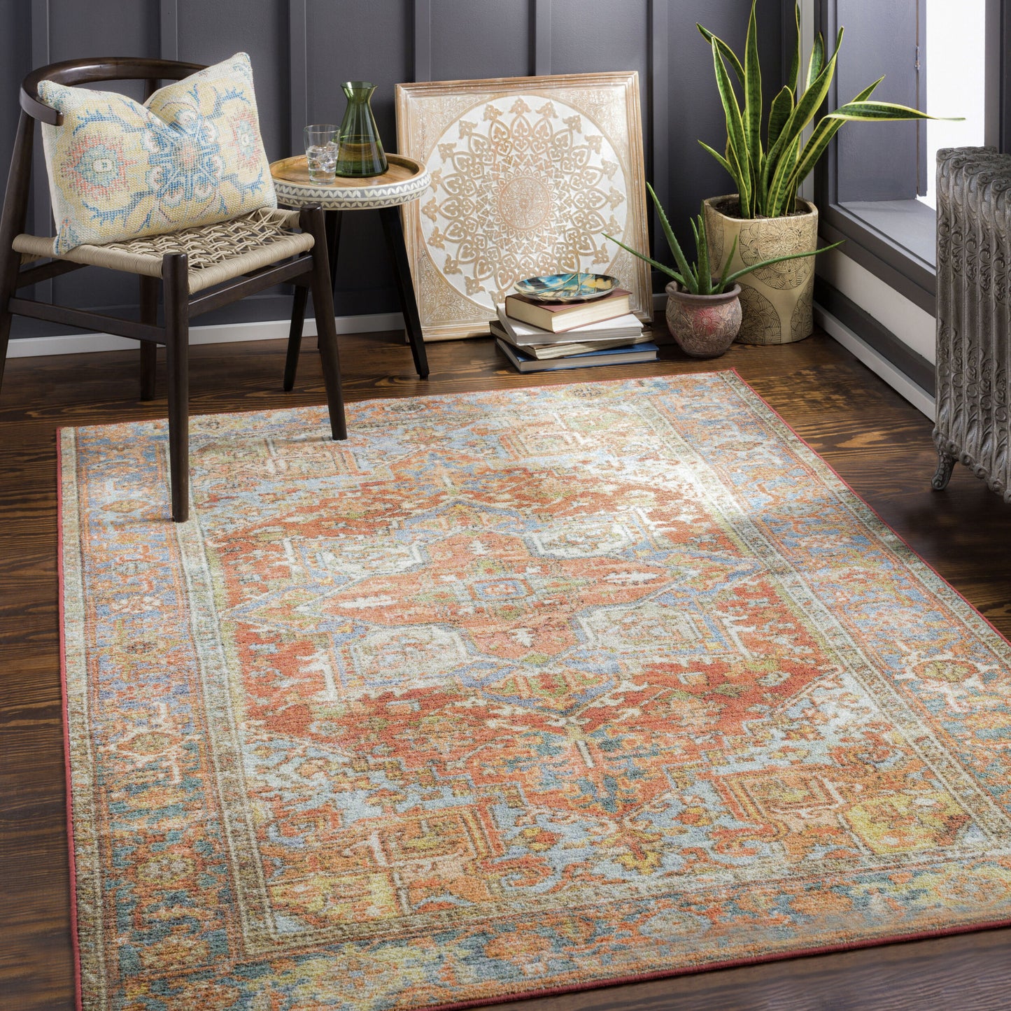 Leicester LEC-2306 6' x 9' Machine Woven Washable Area Rug