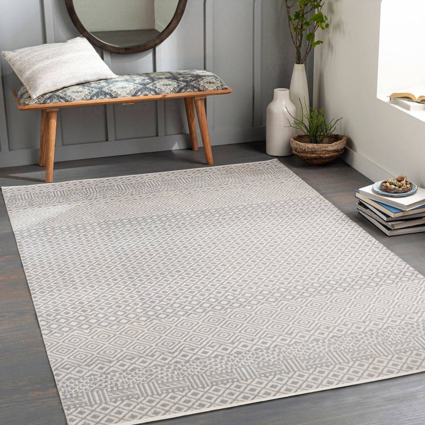 Lavadora LVR-2321 6ft Round Machine Woven Washable Area Rug