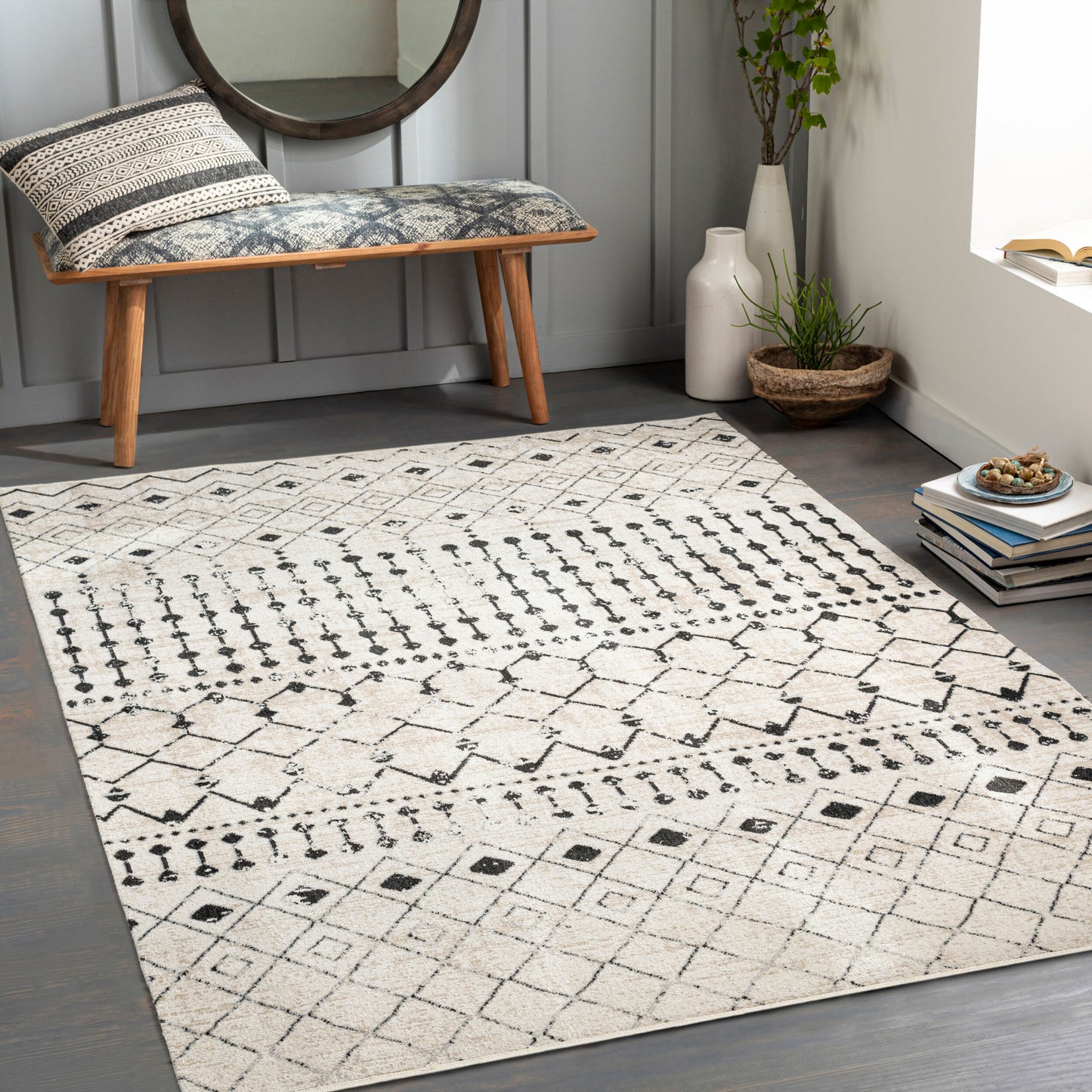 Lavadora LVR-2336 6ft Round Machine Woven Washable Area Rug