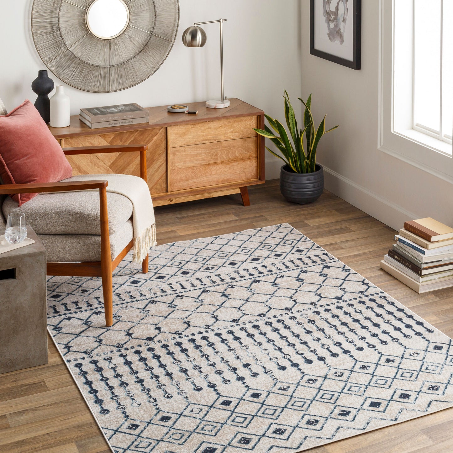 Lavadora LVR-2338 6ft Round Machine Woven Washable Area Rug