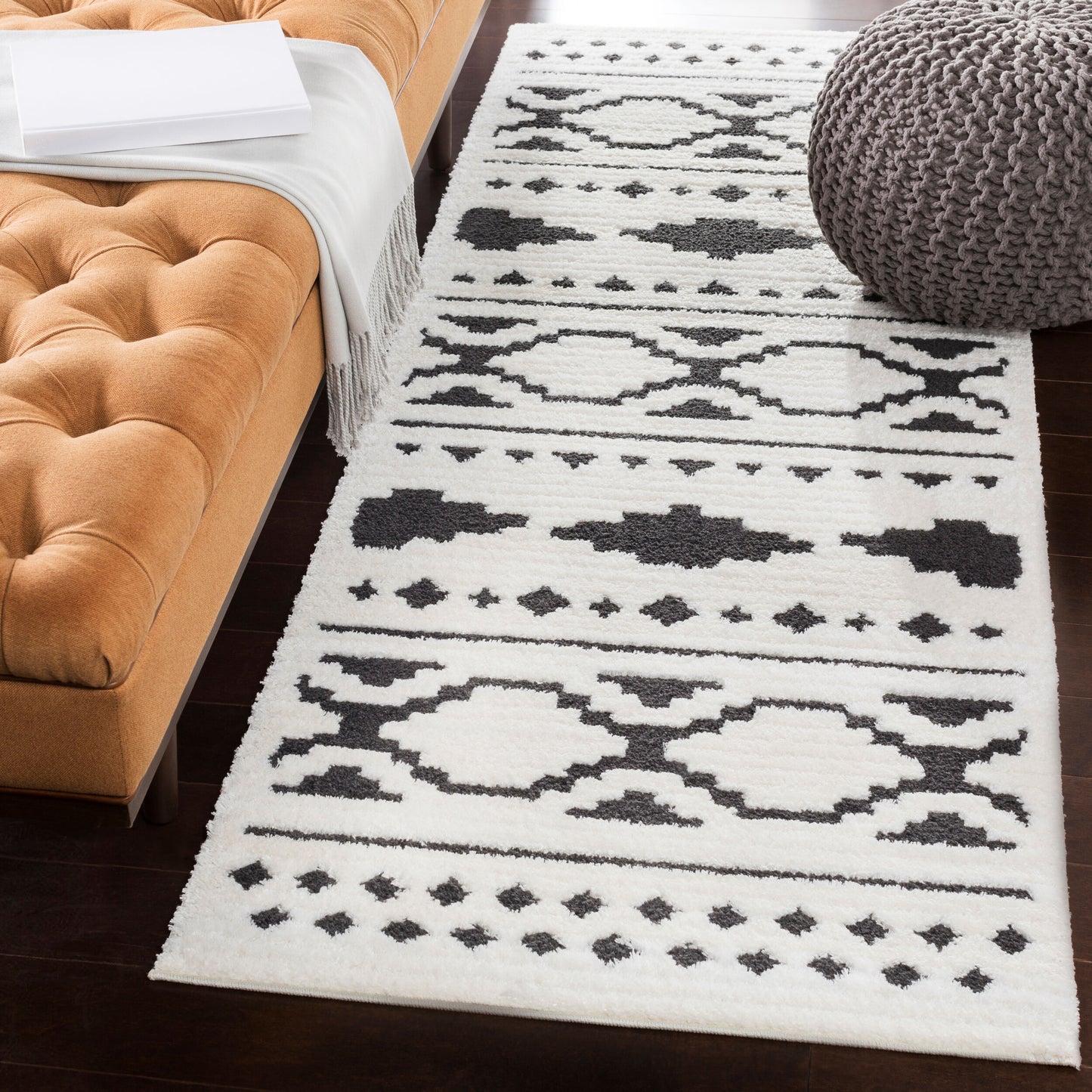 Moroccan Shag MCS-2305 7ft Runner Machine Woven Runner Rug