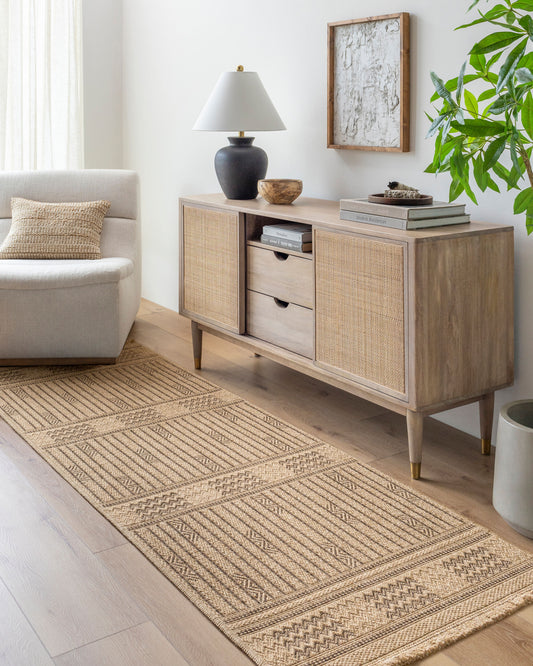 Alfombra decorativa para interior y exterior Mirage MGE-2309 de 2' x 3', tejida a máquina