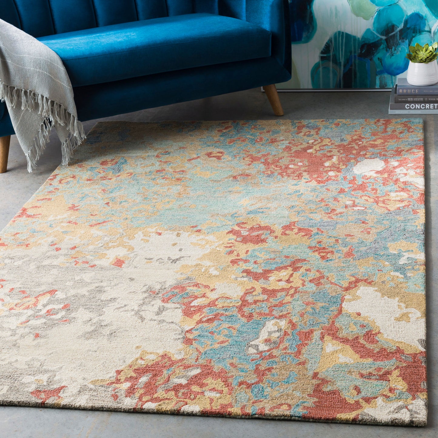 Alfombra decorativa de lana hecha a mano Modern Nouveau MNV-1000 de 2' x 3'