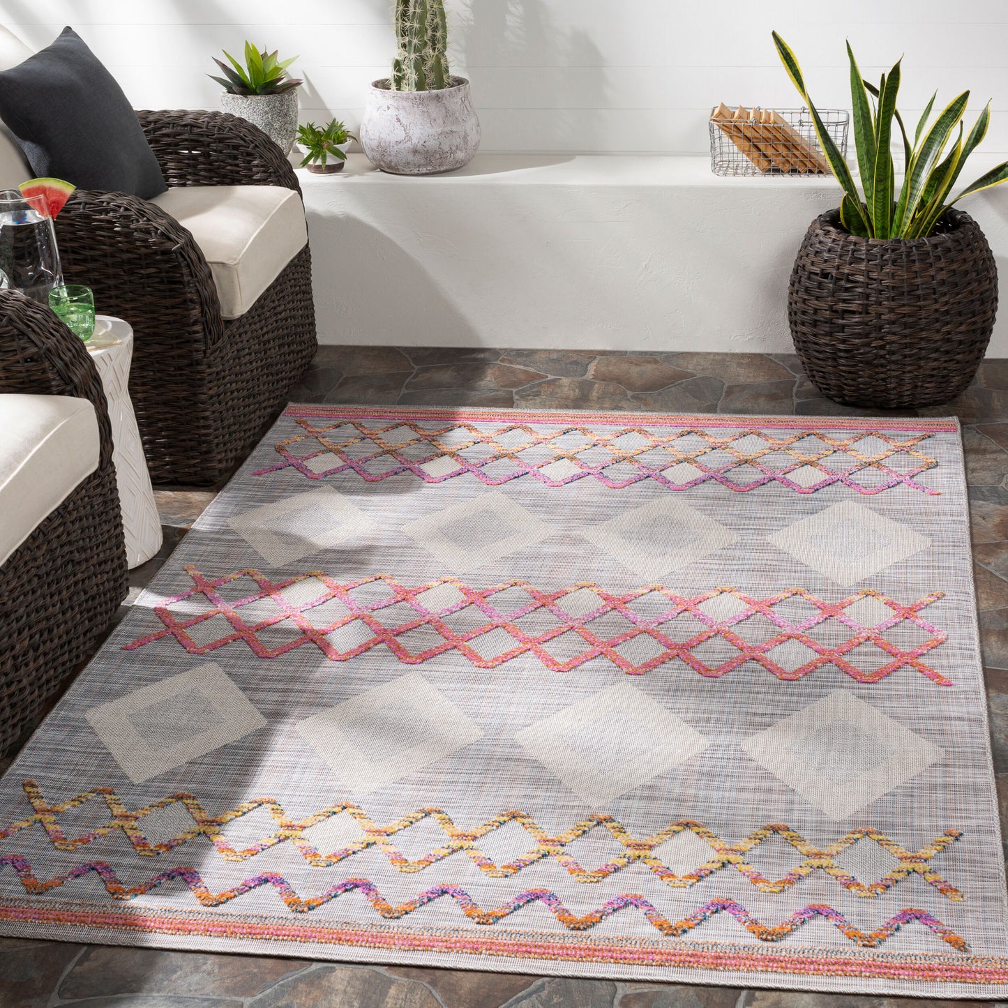 Murcia MUC-2306 5' x 7' Machine Woven Indoor/Outdoor Area Rug