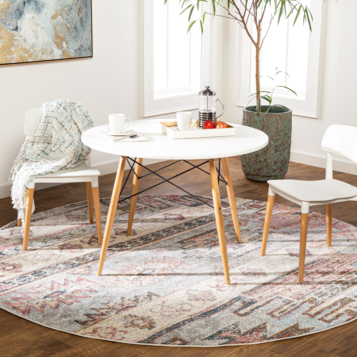 New Mexico NWM-2311 8ft Round Machine Woven Area Rug