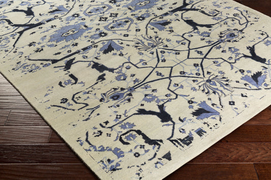 Alfombra de lana opulenta OPE-6008 de 1,2 m x 1,8 m, hecha a mano