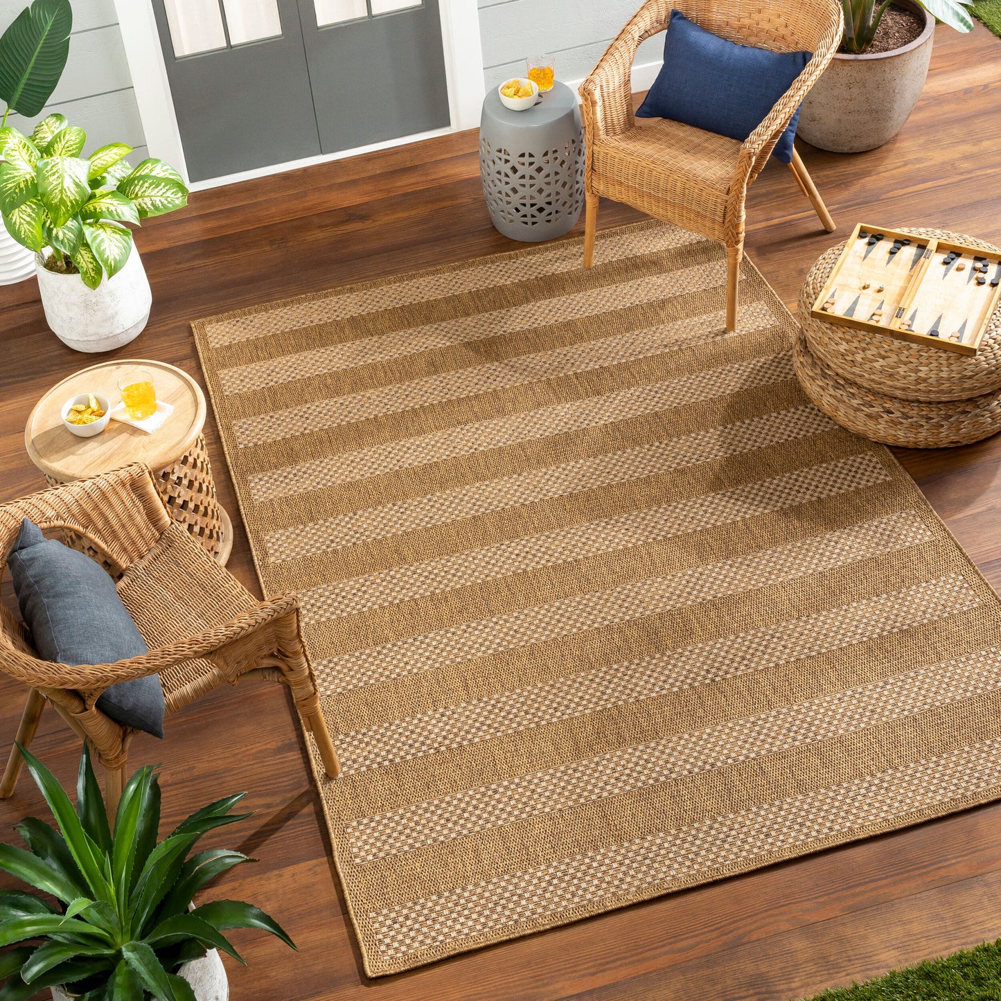 Alfombra tejida a máquina para interior y exterior Pismo Beach PMB-2302 de 2,7 x 3,6 m