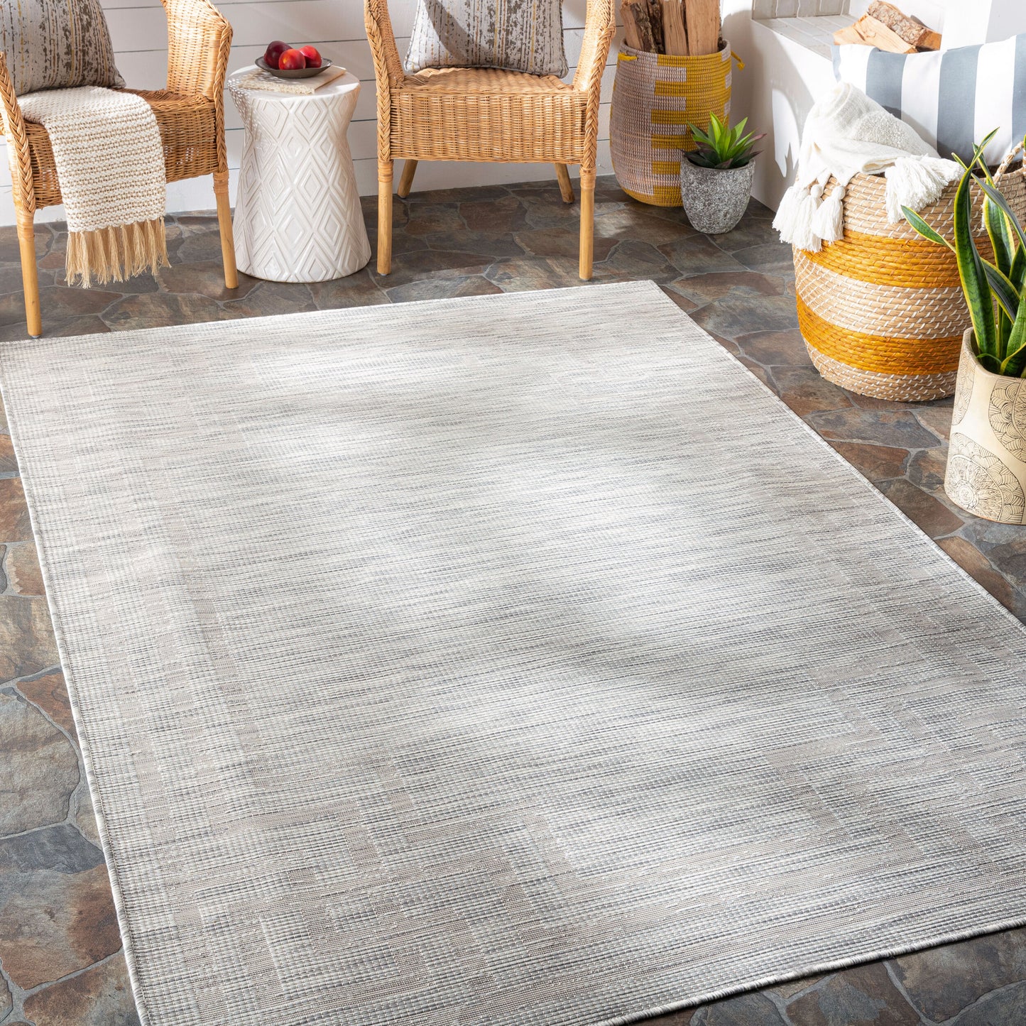 Alfombra decorativa para interior y exterior Pasadena PSA-2352 de 2' x 4', tejida a máquina