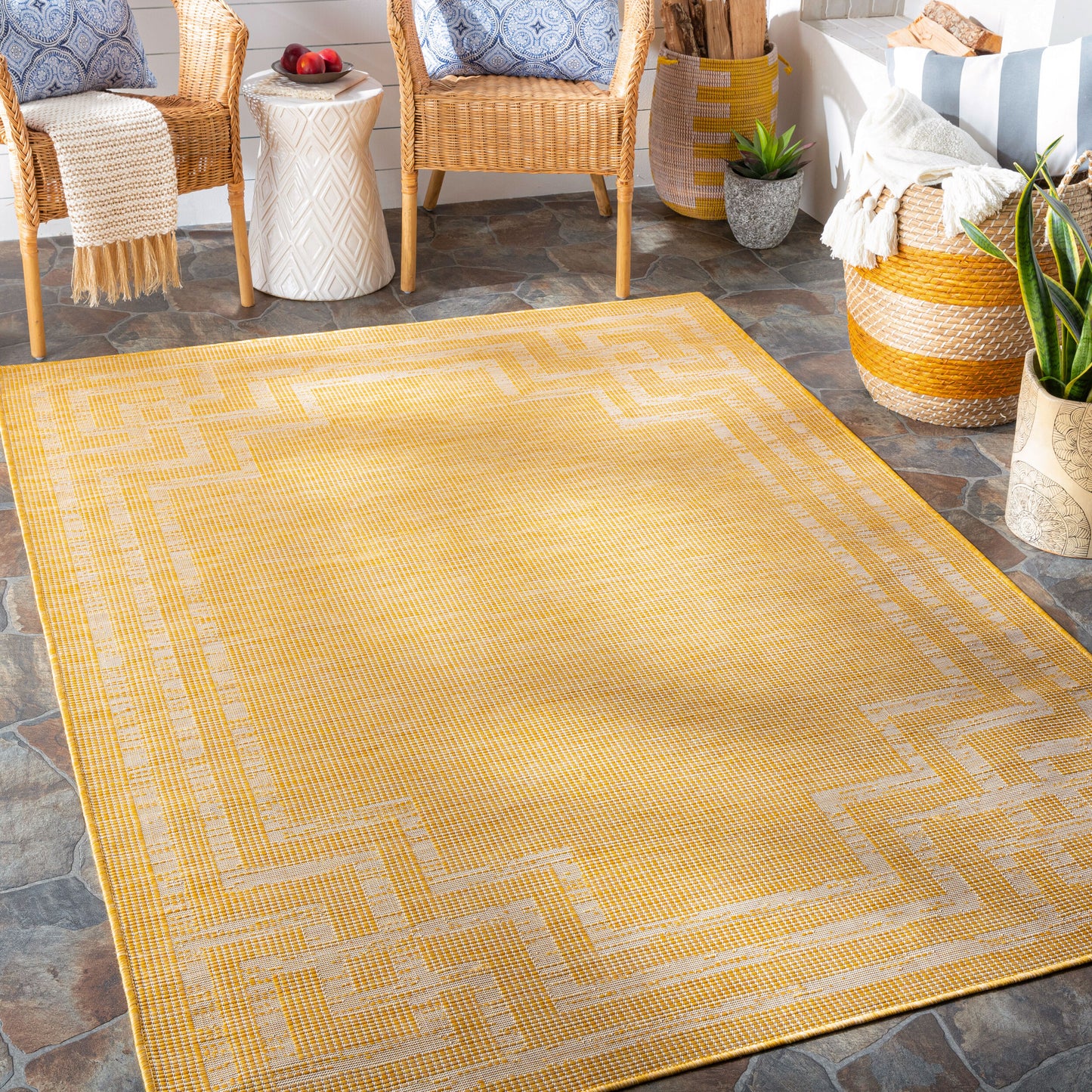 Alfombra Pasadena PSA-2354 de 1,52 m x 2,13 m, tejida a máquina, para interior y exterior