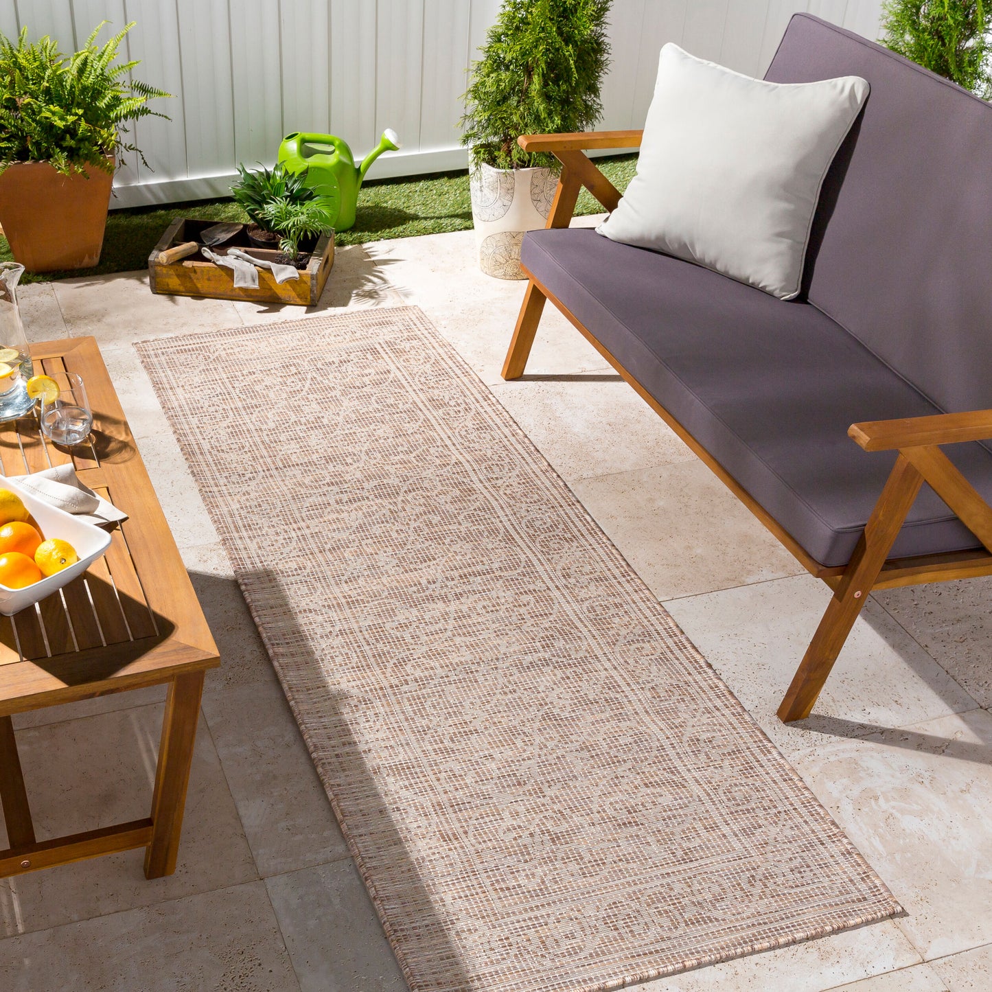 Pasadena PSA-2356 7ft Runner Machine Woven Indoor/Outdoor Runner Rug