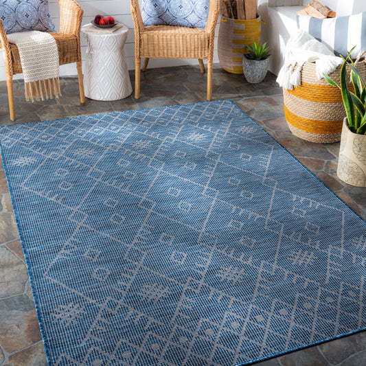 Alfombra decorativa para interior y exterior Pasadena PSA-2363 de 2' x 4', tejida a máquina