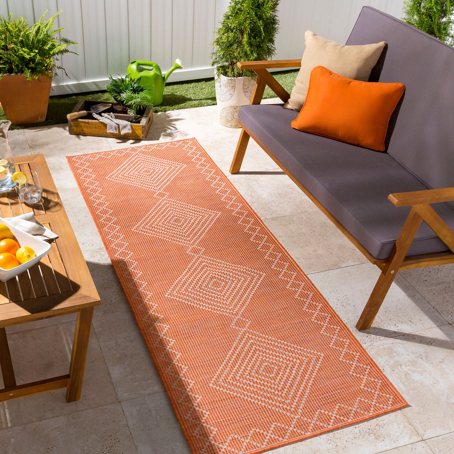 Pasadena PSA-2371 7ft Runner Machine Woven Indoor/Outdoor Runner Rug