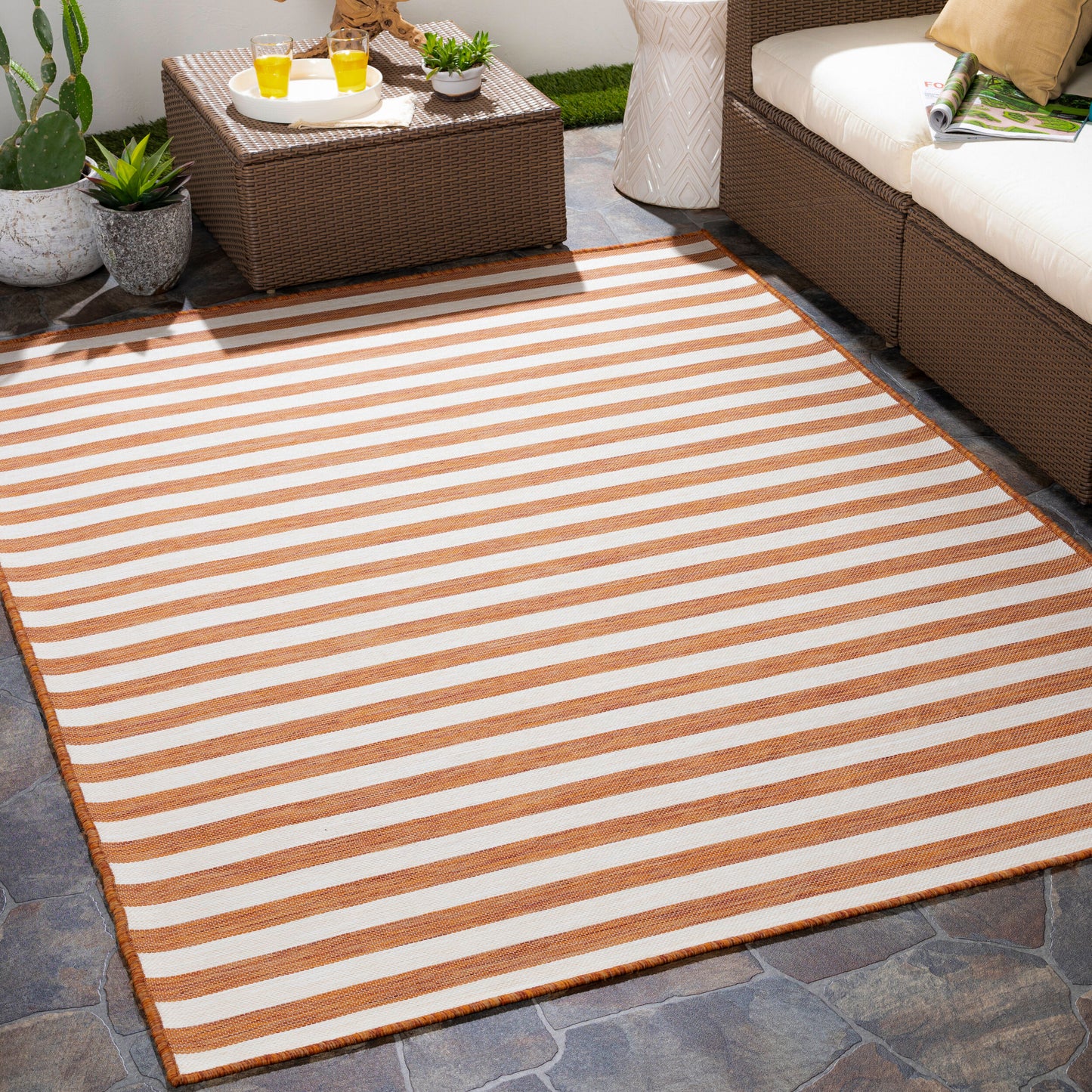 Alfombra decorativa para interior y exterior Pasadena PSA-2380 de 2' x 5', tejida a máquina