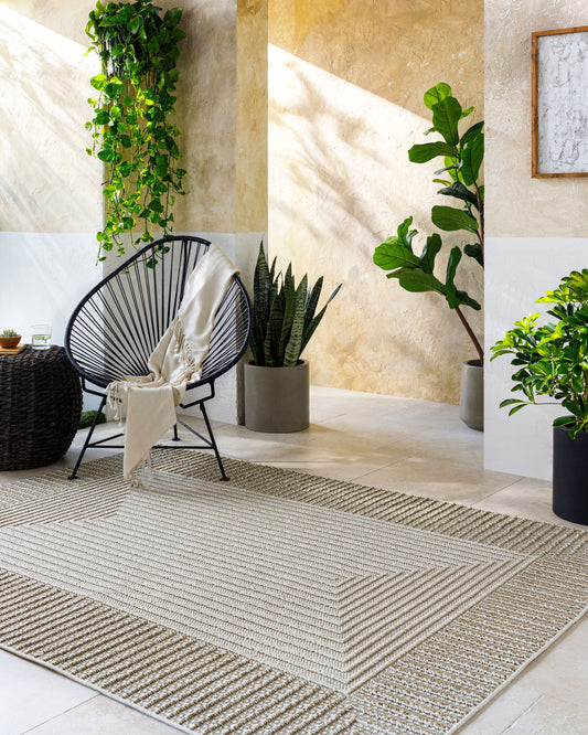 Alfombra tejida a máquina Rockport RPT-2301 de 1,52 m x 2,13 m para interiores y exteriores