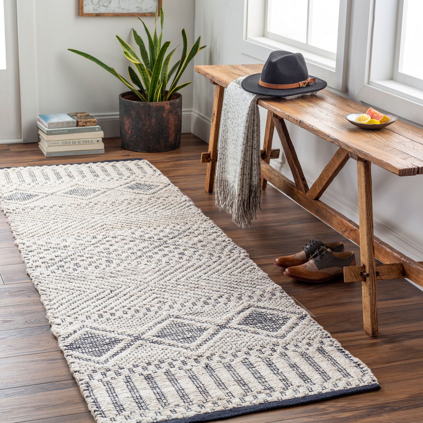 Santa Barbara SBB-2303 8ft Runner Handmade Jute Runner Rug