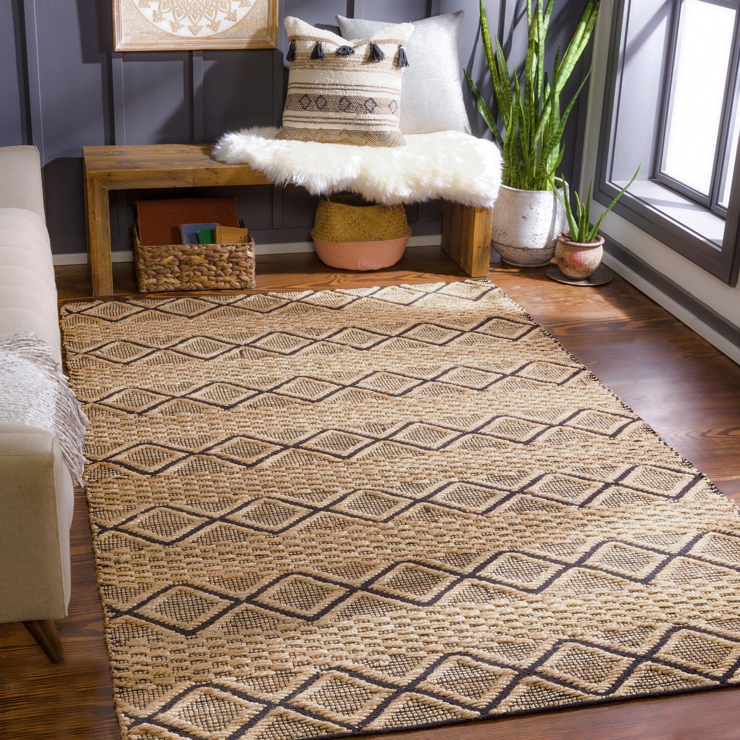 Santa Barbara SBB-2313 2' x 3' Handmade Jute Accent Rug