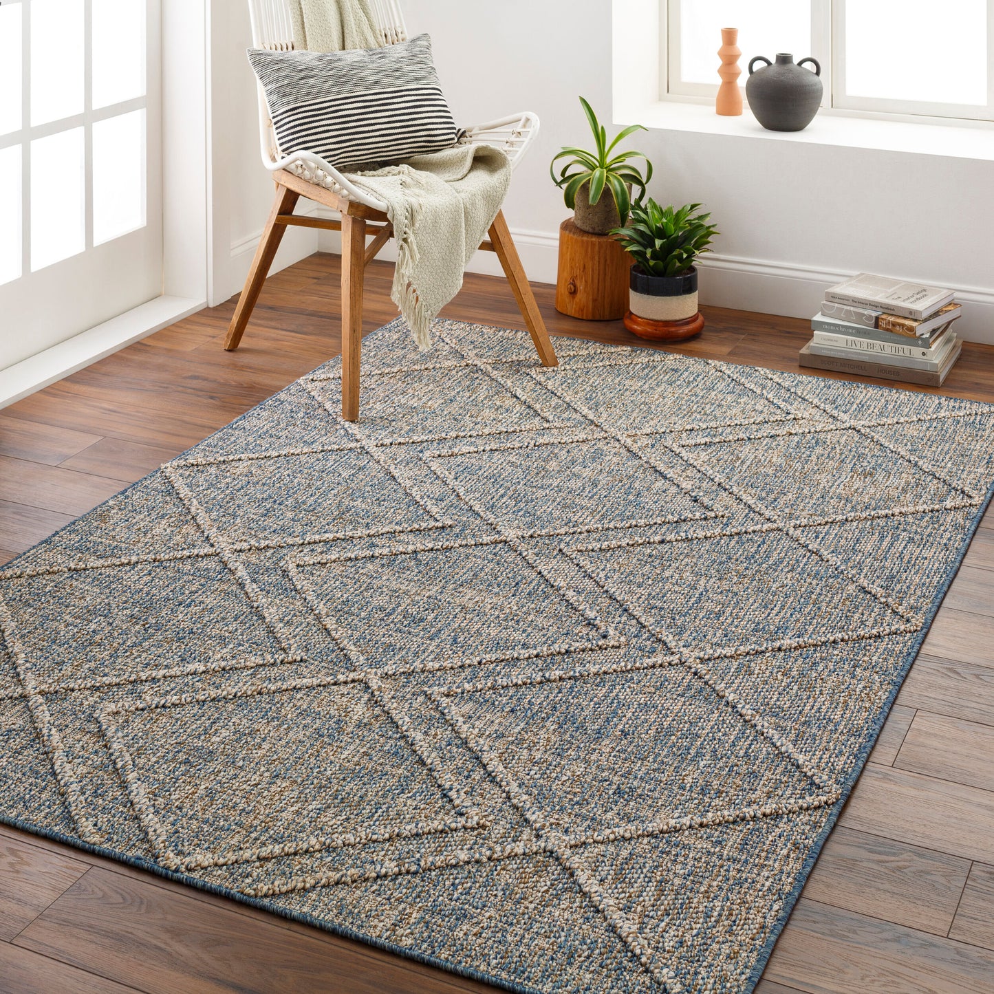 Alfombra Sarasota SSO-2302 de 1,83 m x 2,74 m, tejida a máquina, para interior y exterior