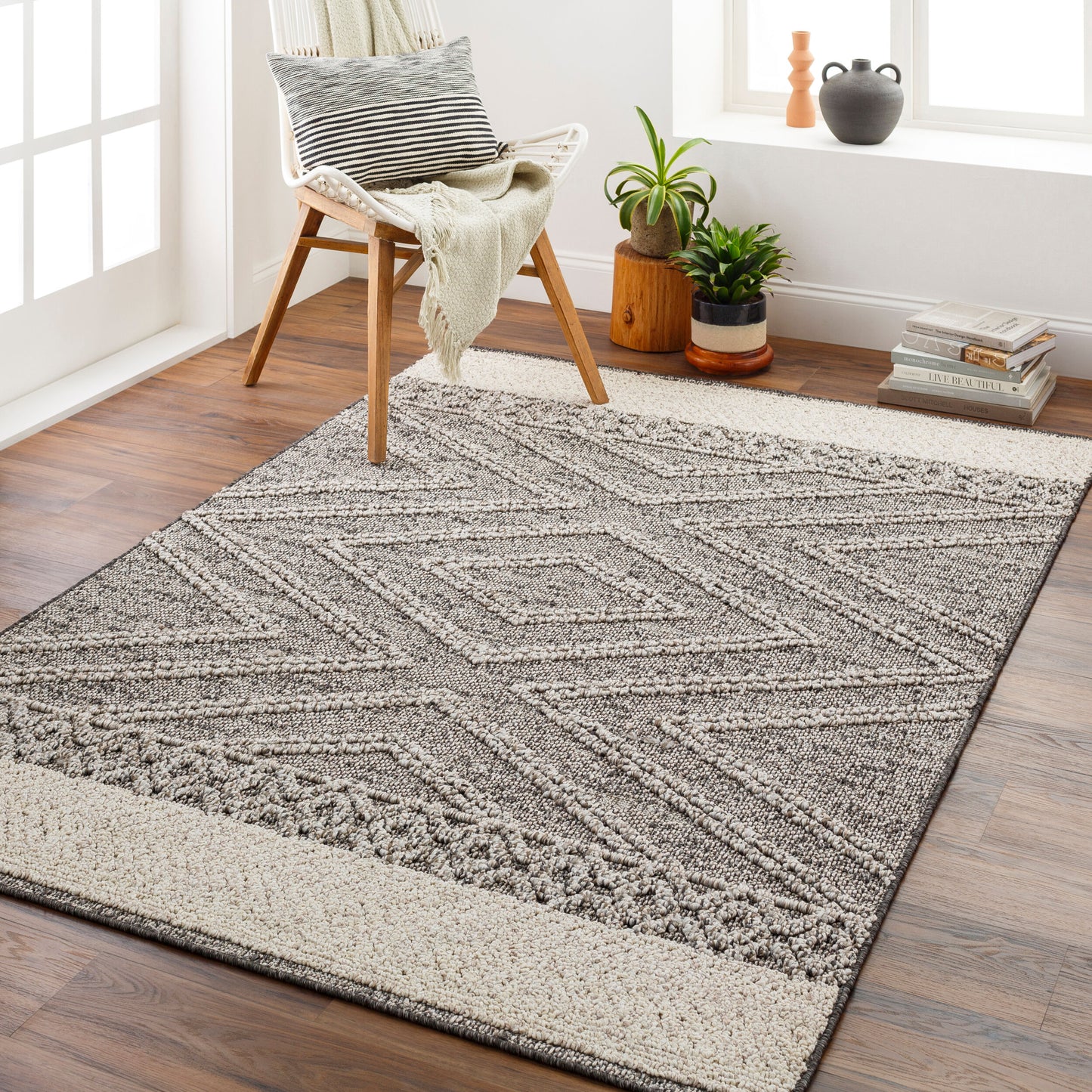 Alfombra decorativa para interior y exterior Sarasota SSO-2309 de 2' x 3', tejida a máquina