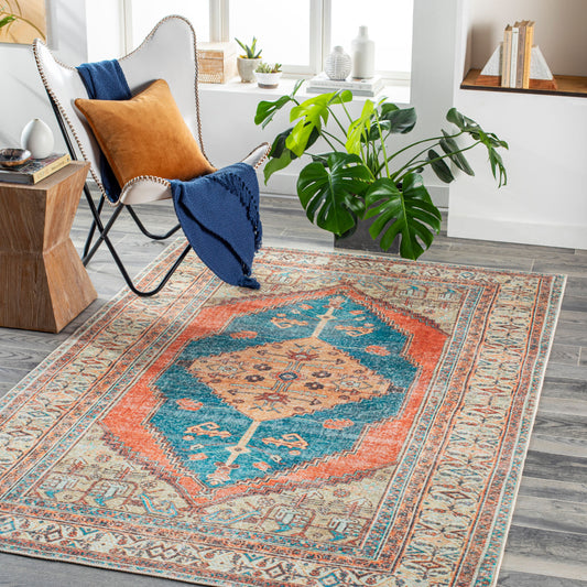 Tahmis THI-2704 5' x 7' Machine Woven Washable Area Rug