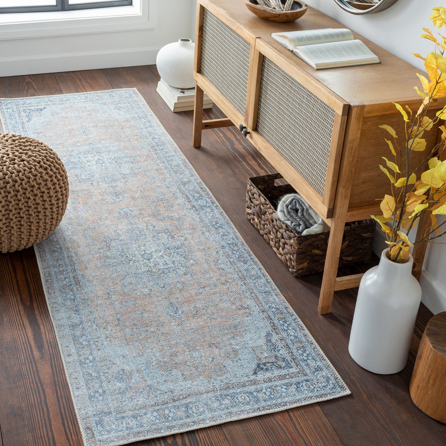 Tahmis THI-2705 8ft Runner Machine Woven Washable Runner Rug