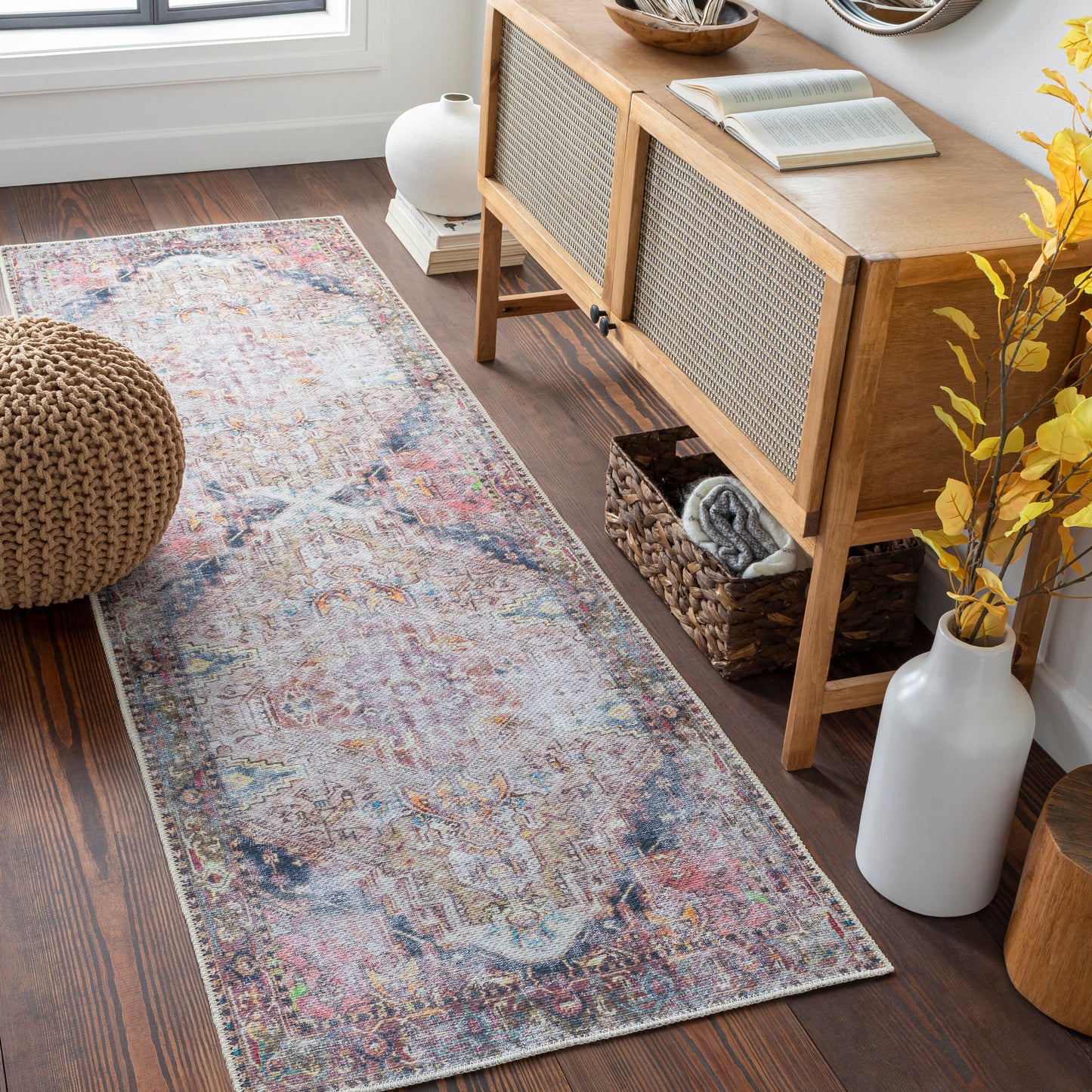 Tahmis THI-2709 8ft Runner Machine Woven Washable Runner Rug