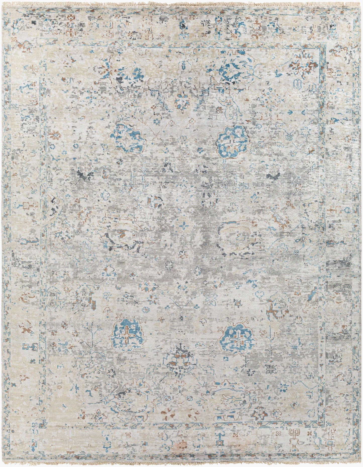 Alfombra de seda sintética hecha a mano Theodora THO-3008 de 2,44 m x 3,05 m