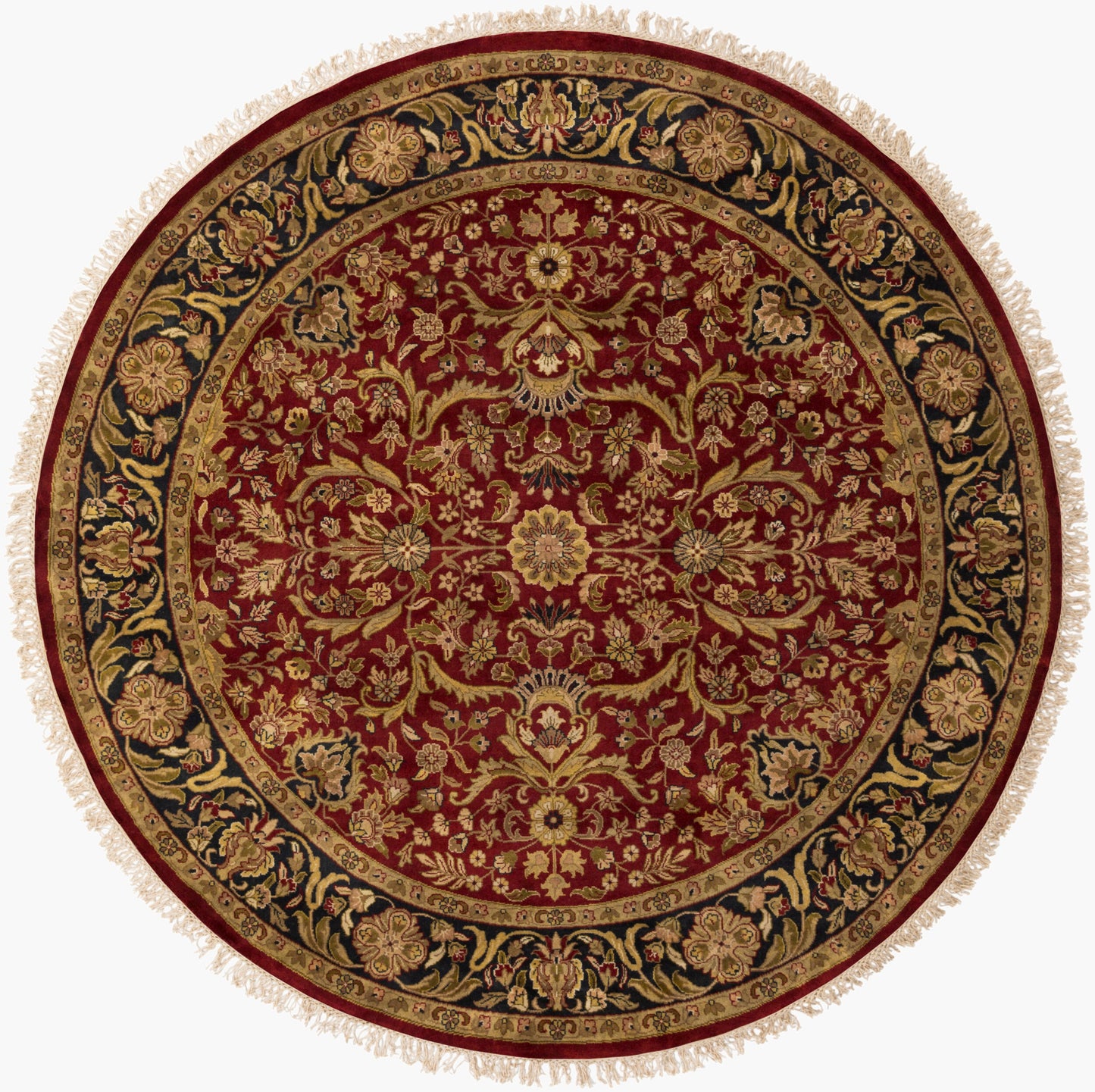 Alfombra redonda de lana Taj Mahal TJ-1143 de 2,4 m, hecha a mano