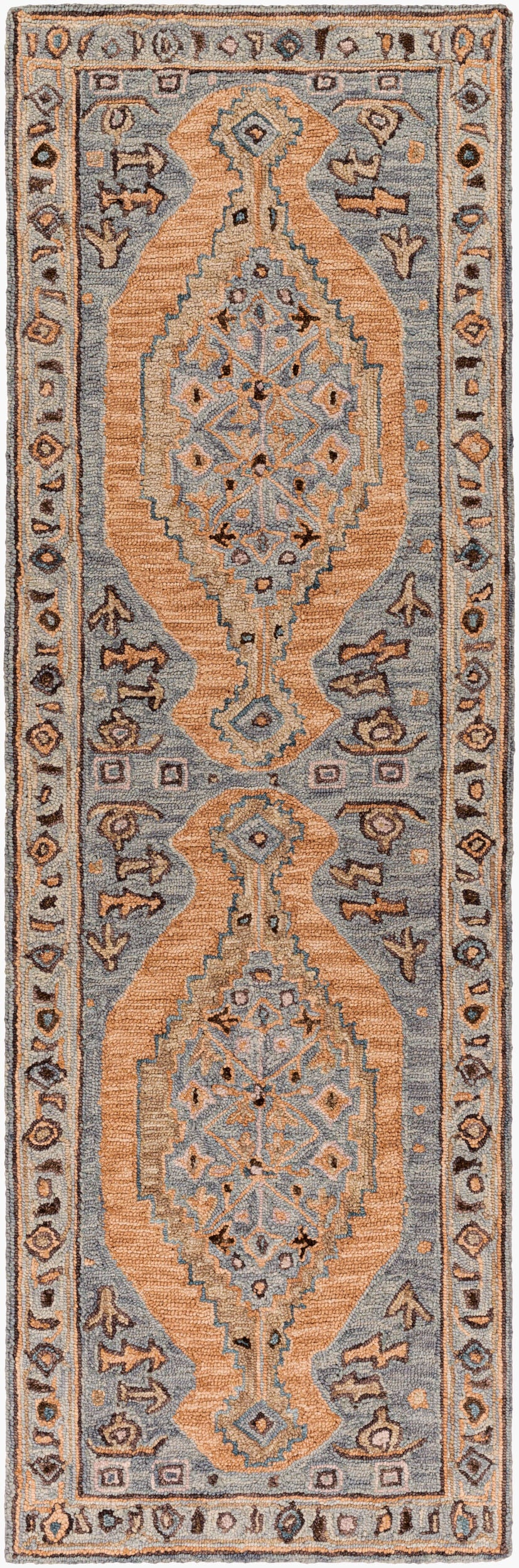 Urfa URF-2303 8ft Runner Handmade Wool Runner Rug