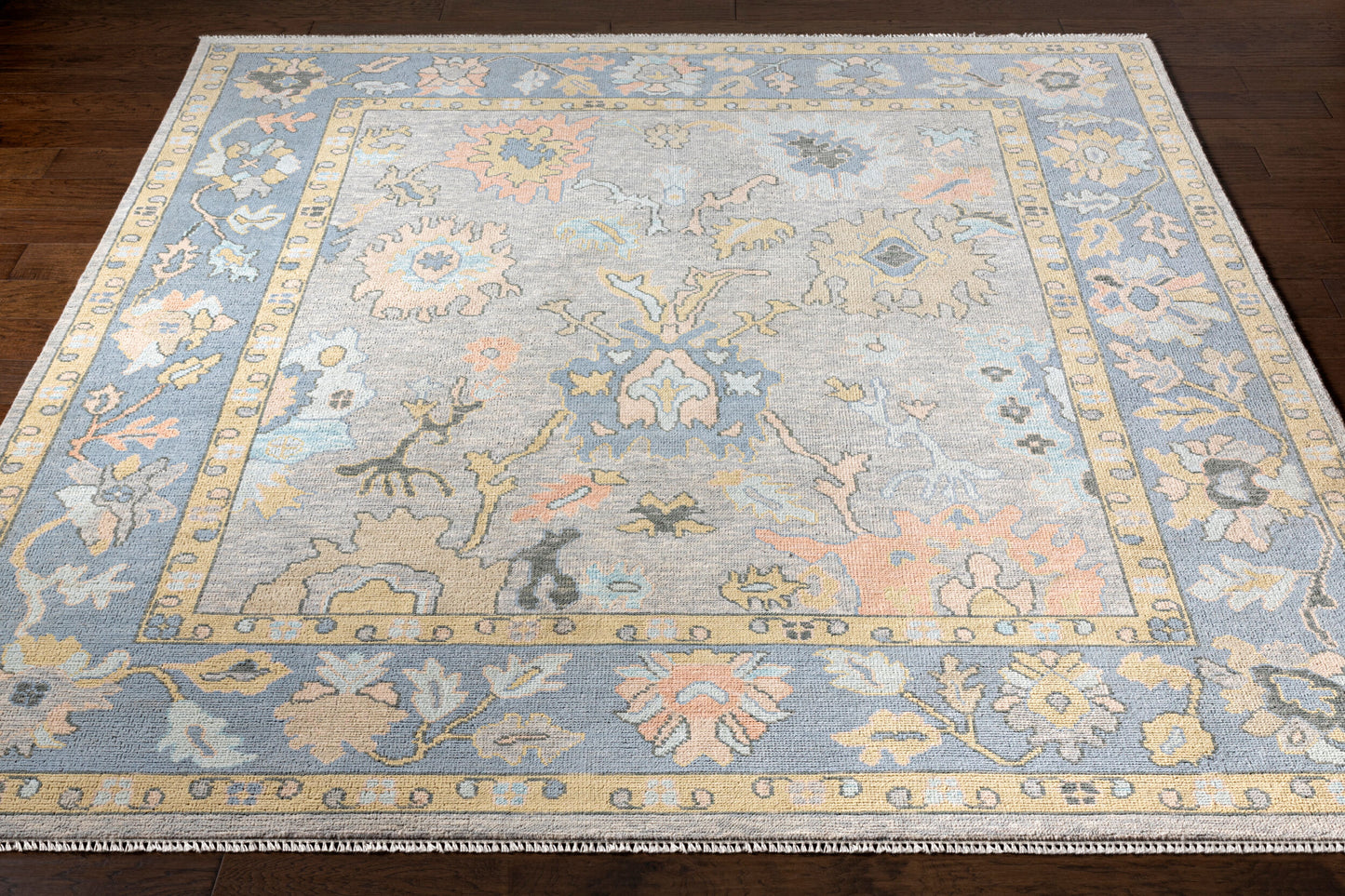 Alfombra de lana hecha a mano Ushak USK-2303 de 2,7 x 3,6 m