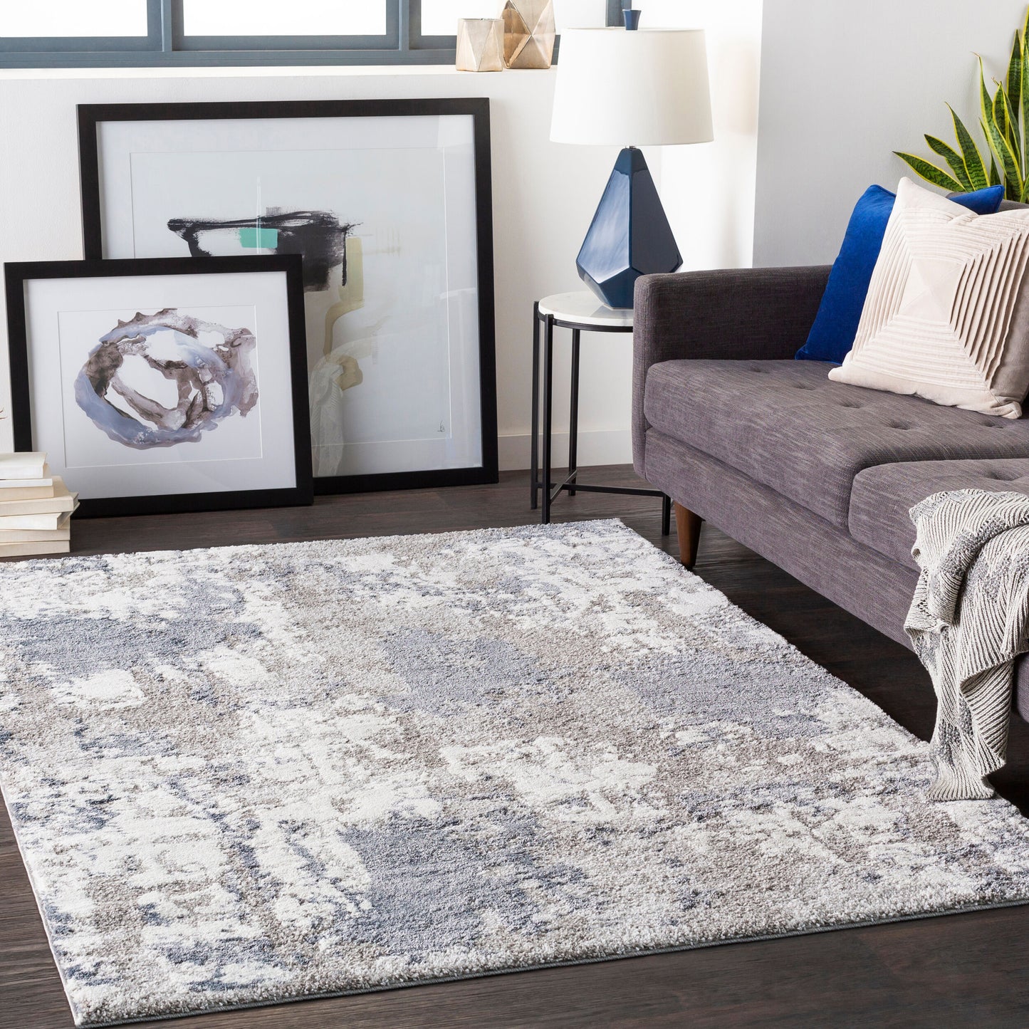 Venice VNE-2306 5ft Round Machine Woven Area Rug