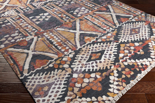 Zambia ZAM-1001 Alfombra decorativa de seda sintética hecha a mano de 2' x 3'