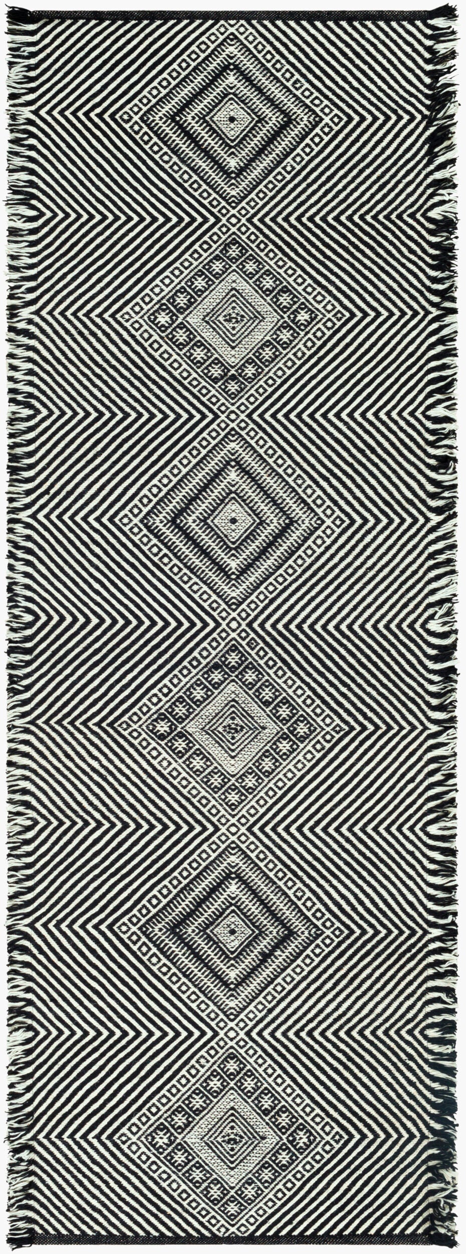 Zanafi ZNF-2302 8ft Runner Handmade Wool Runner Rug
