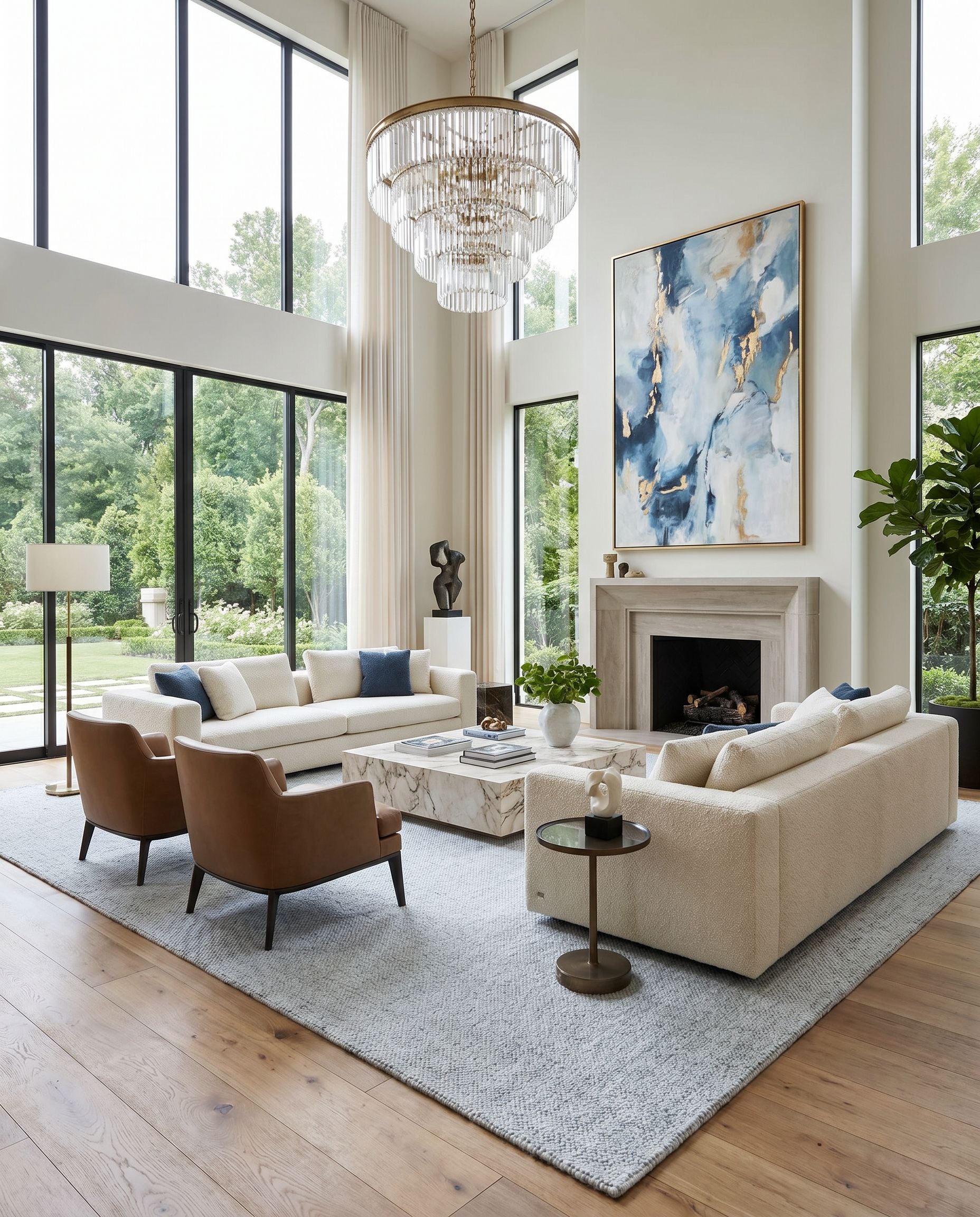 Salome SME-2301 Hand Loomed Rug as the centerpiece of a bright luxury living room — a hand loomed cottage area rug in silver, dove gray and frost tones
