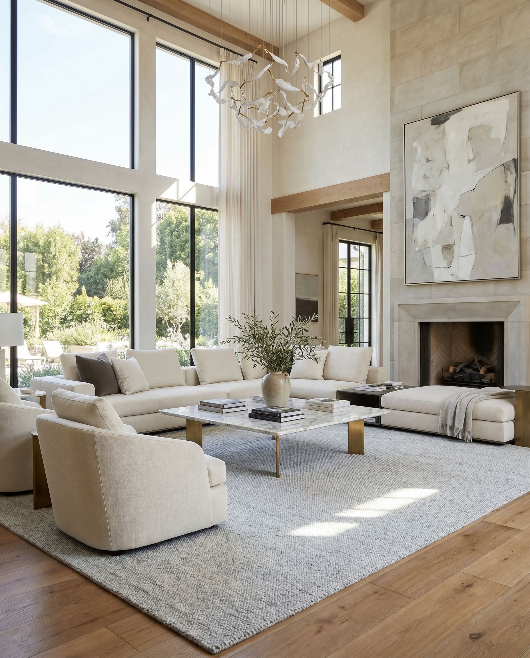 Salome SME-2301 Hand Loomed Rug styled in an elegant designer living room — hand loomed cottage area rug in silver, dove gray and frost tones