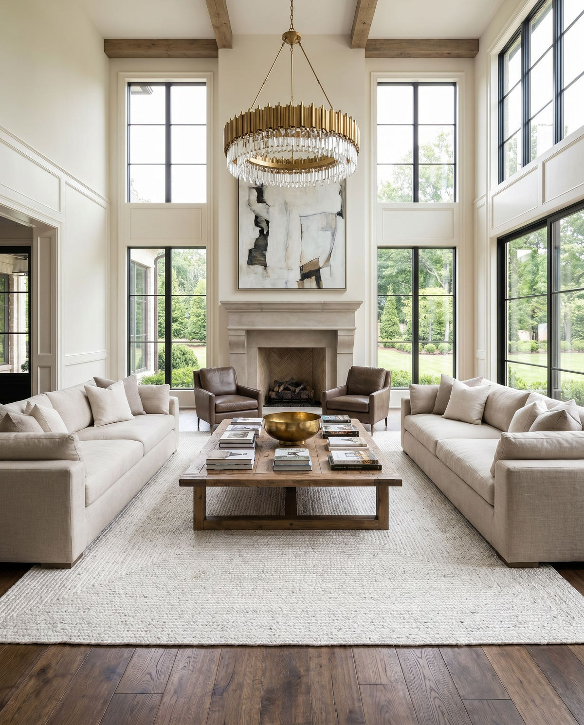 Cologne COG-2302 Hand Woven Rug styled in an elegant designer living room — hand woven modern area rug in gray and white tones