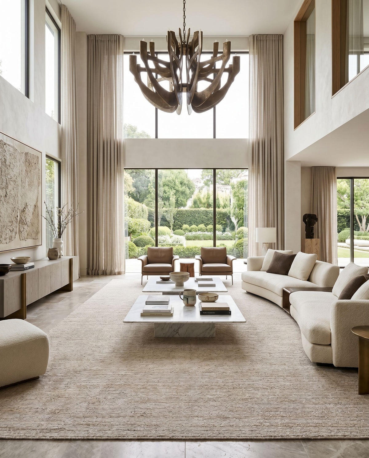 Cisse CCC-2301 Hand Tufted Rug styled in an elegant designer living room — hand tufted cottage area rug in mauve and cream tones
