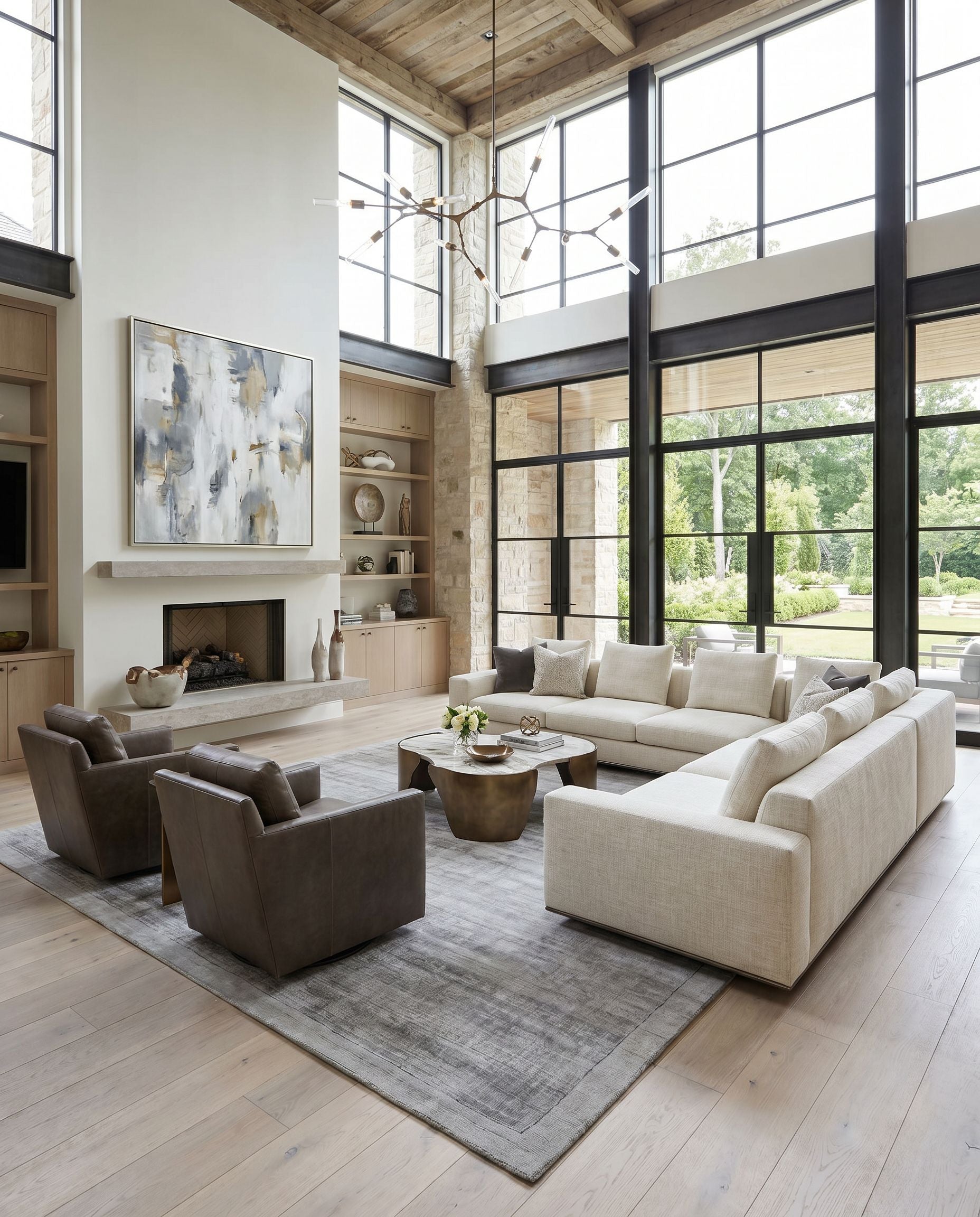 Silk Route AWSR-4034 Hand Loomed Rug styled in an elegant designer living room — hand loomed modern area rug in medium gray tones