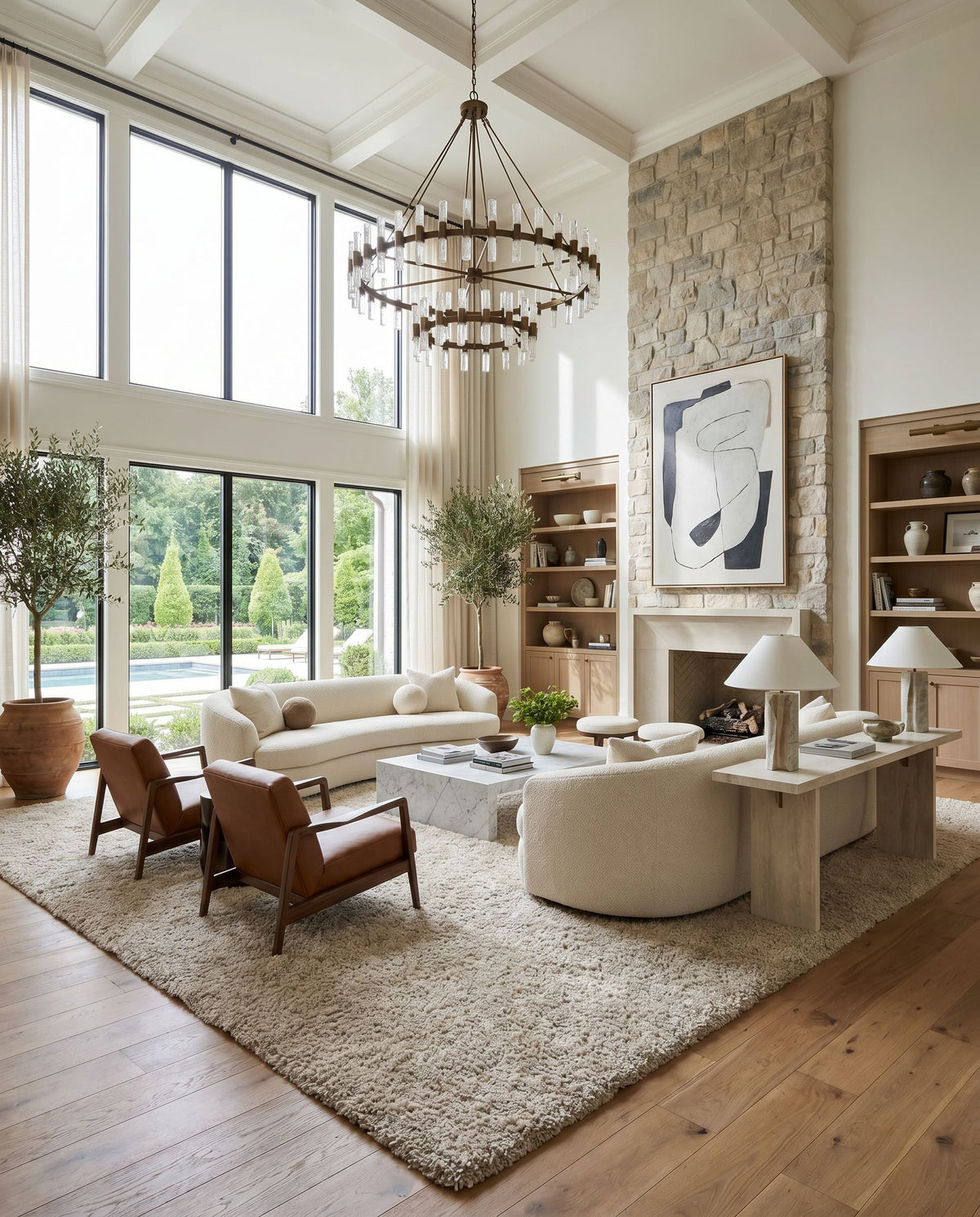 Goddess GDS-7503 Hand Woven Rug styled in an elegant designer living room — hand woven modern area rug in light beige tones