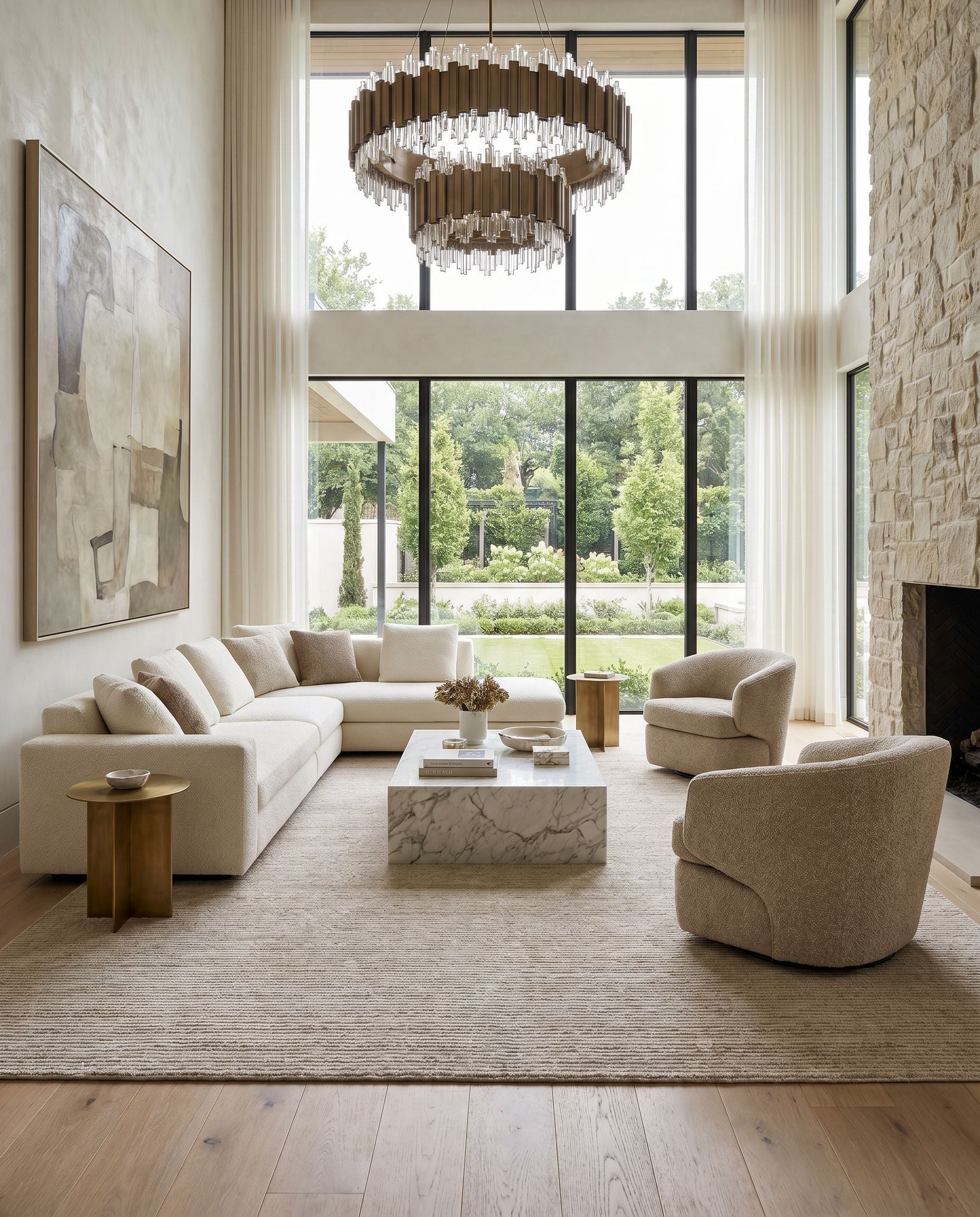 Cisse CCC-2301 Hand Tufted Rug styled in an elegant designer living room — hand tufted cottage area rug in mauve and cream tones