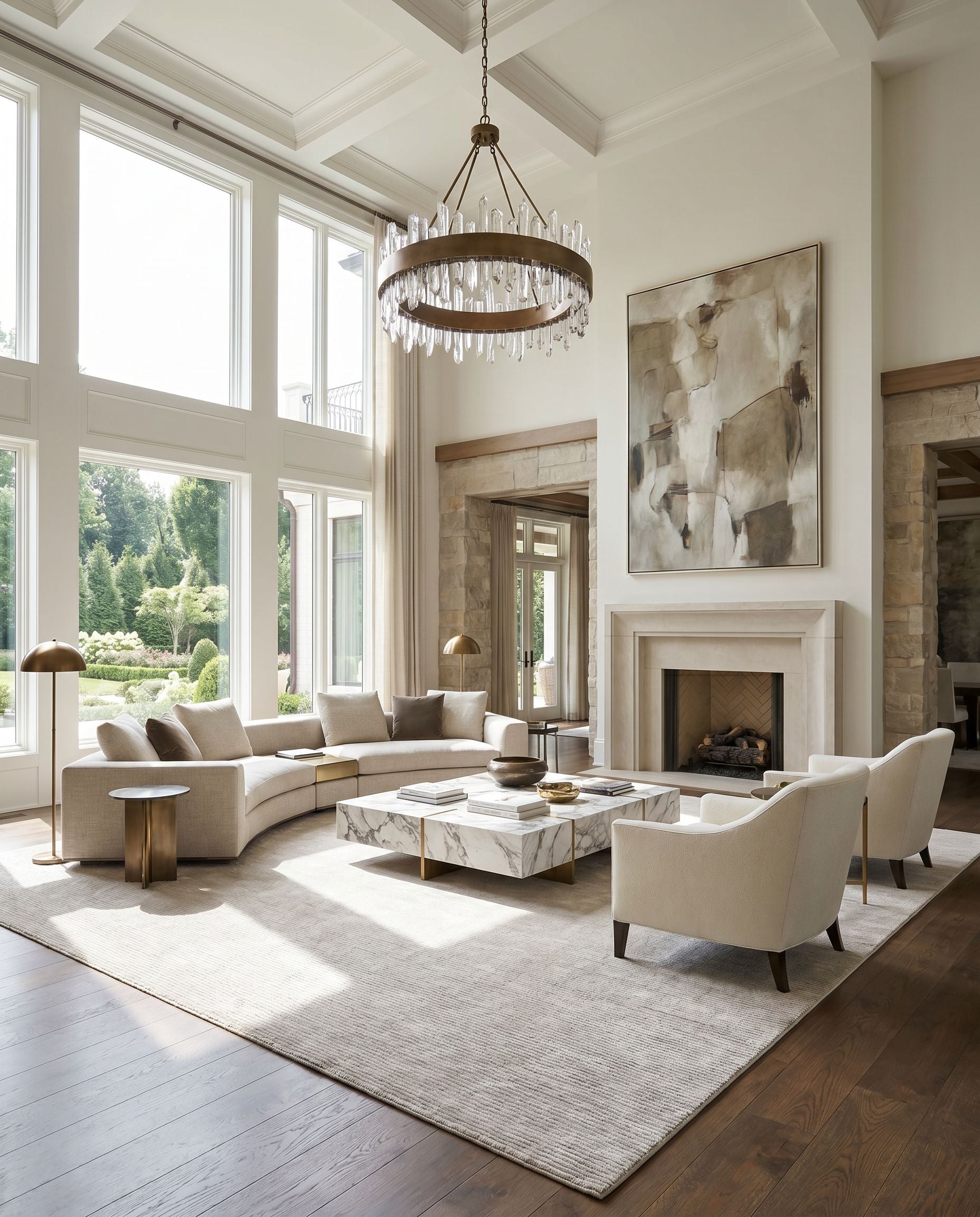 Capri CAP-2302 Hand Knotted Rug styled in an elegant designer living room — hand knotted cottage area rug in light gray tones