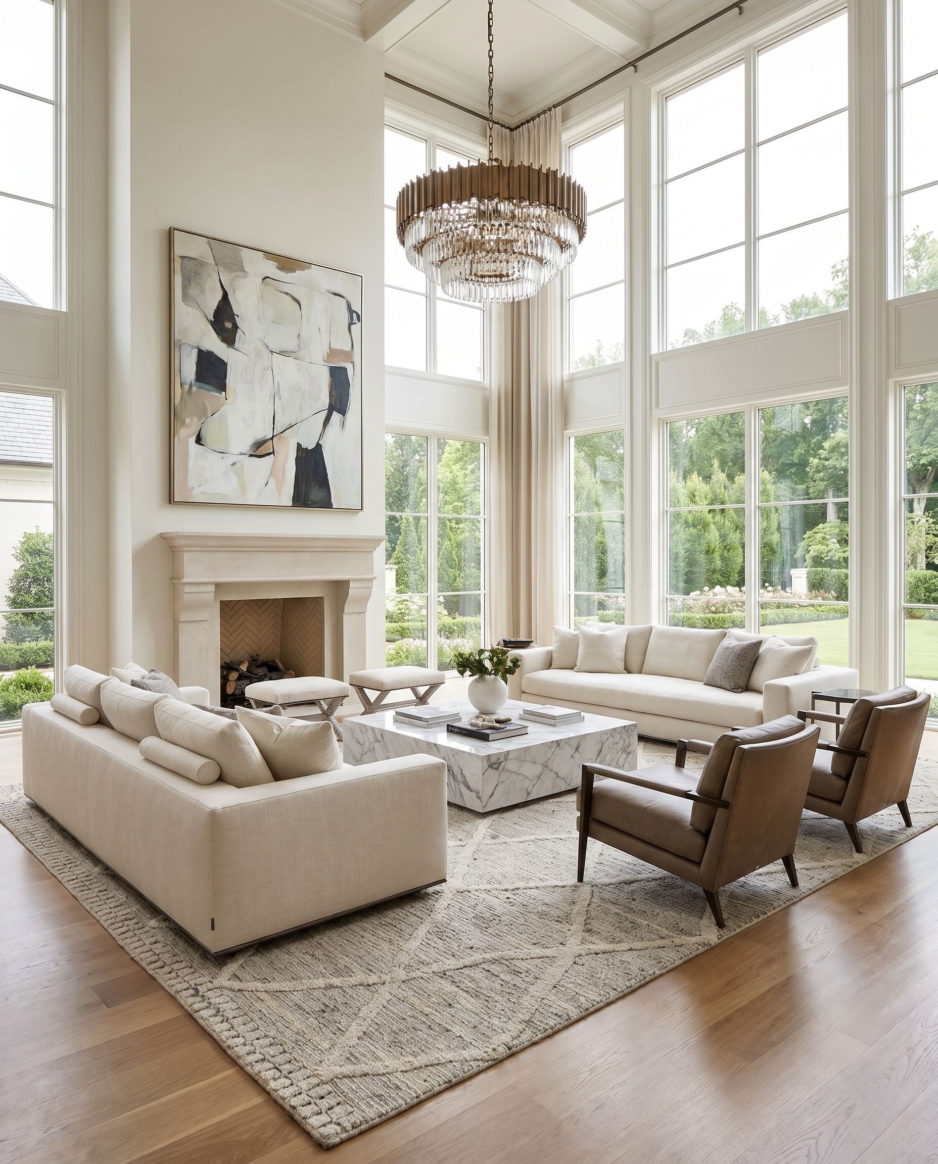 Manisa MNS-2302 Hand Woven Rug styled in an elegant designer living room — hand woven global area rug in charcoal, gray, brown and black tones