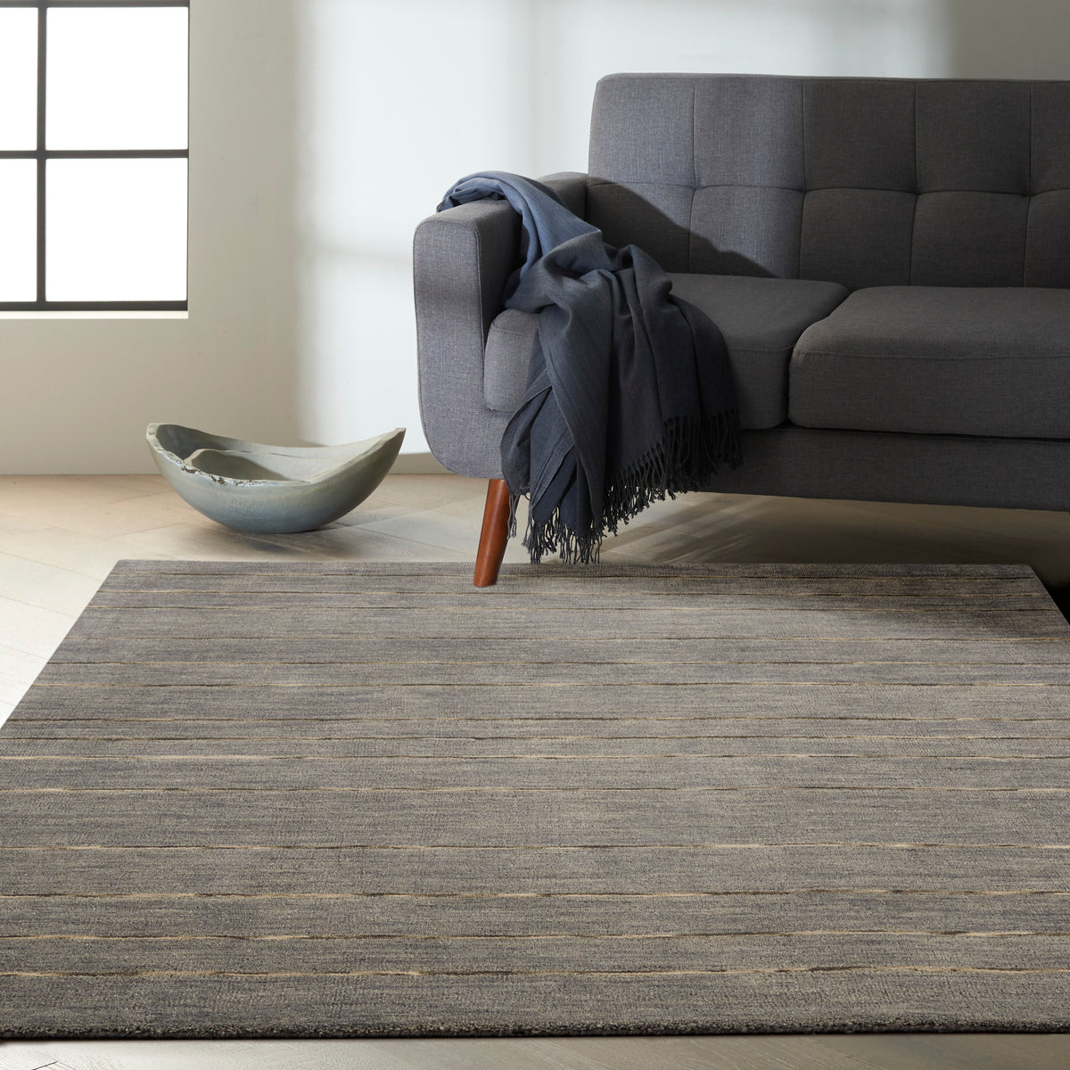 Calvin Klein Halo HAL01 Charcoal Loomed Rug