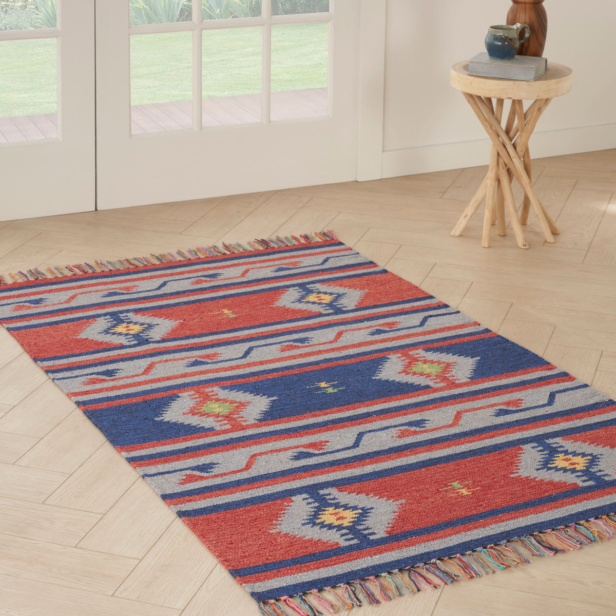 Baja BAJ03 Blue Red Woven Rug