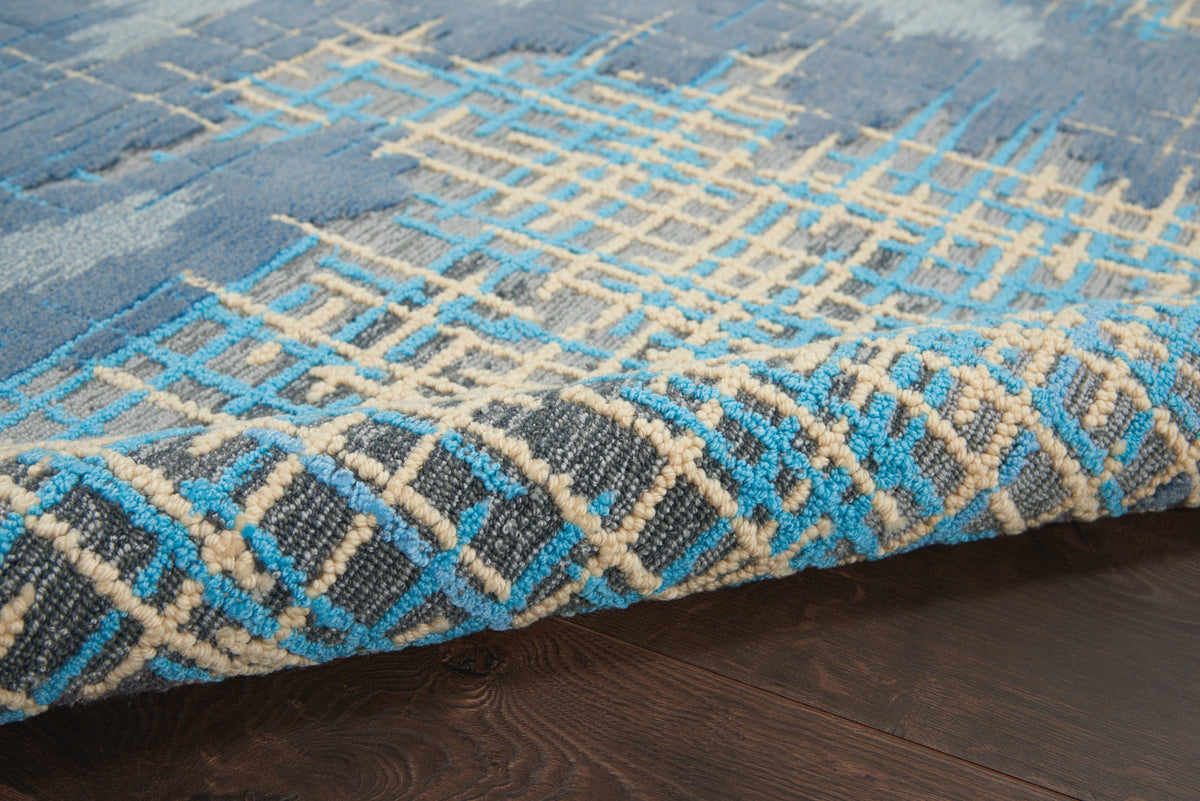 Symmetry SMM08 Blue Beige Tufted Rug