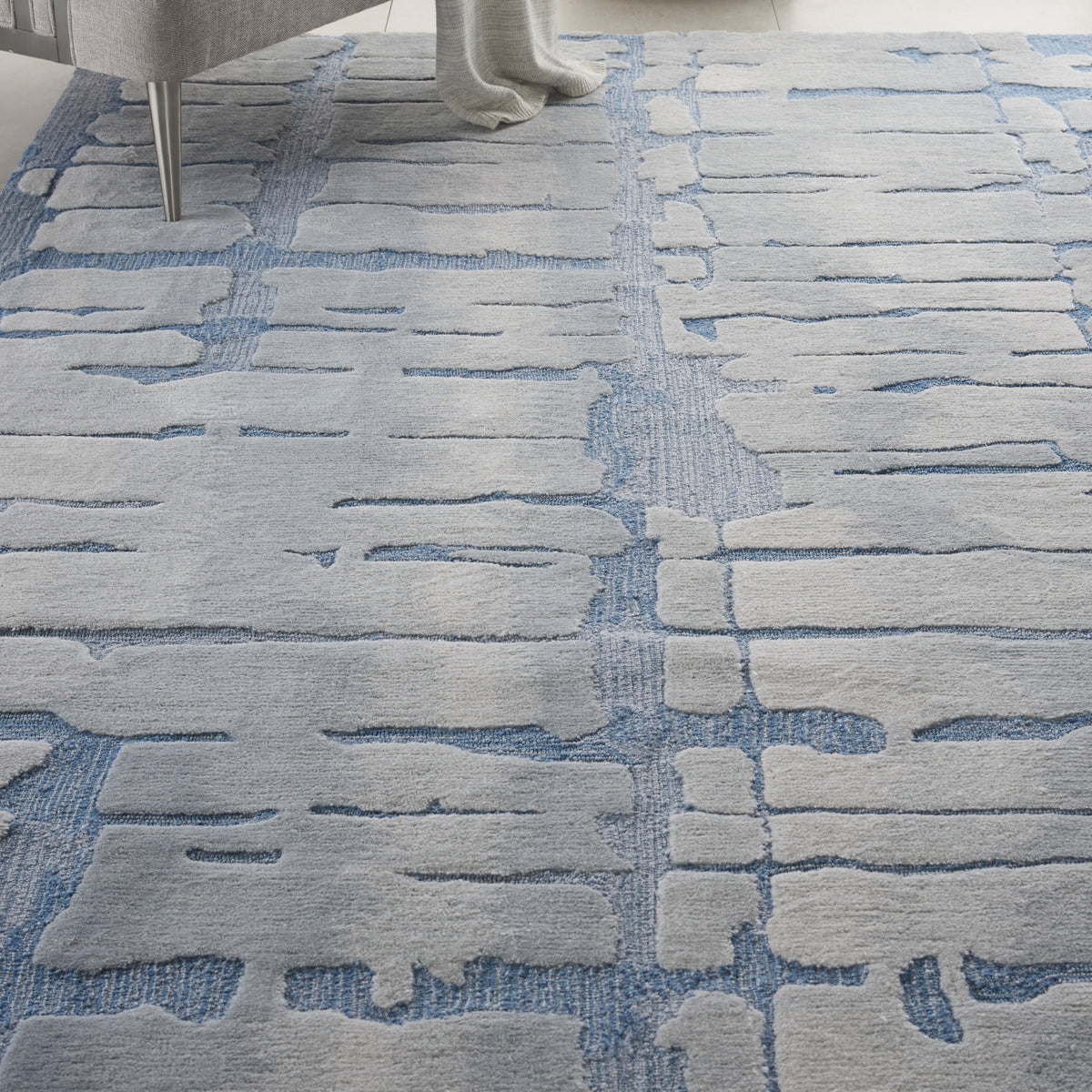 Symmetry SMM04 Blue Grey Tufted Rug